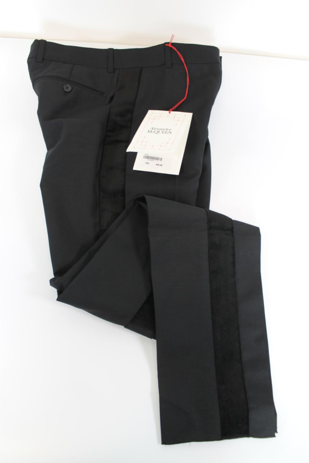 ALEXANDER MCQUEEN Men's Black Wool/Mohair Dress Trousers Size S BNWT