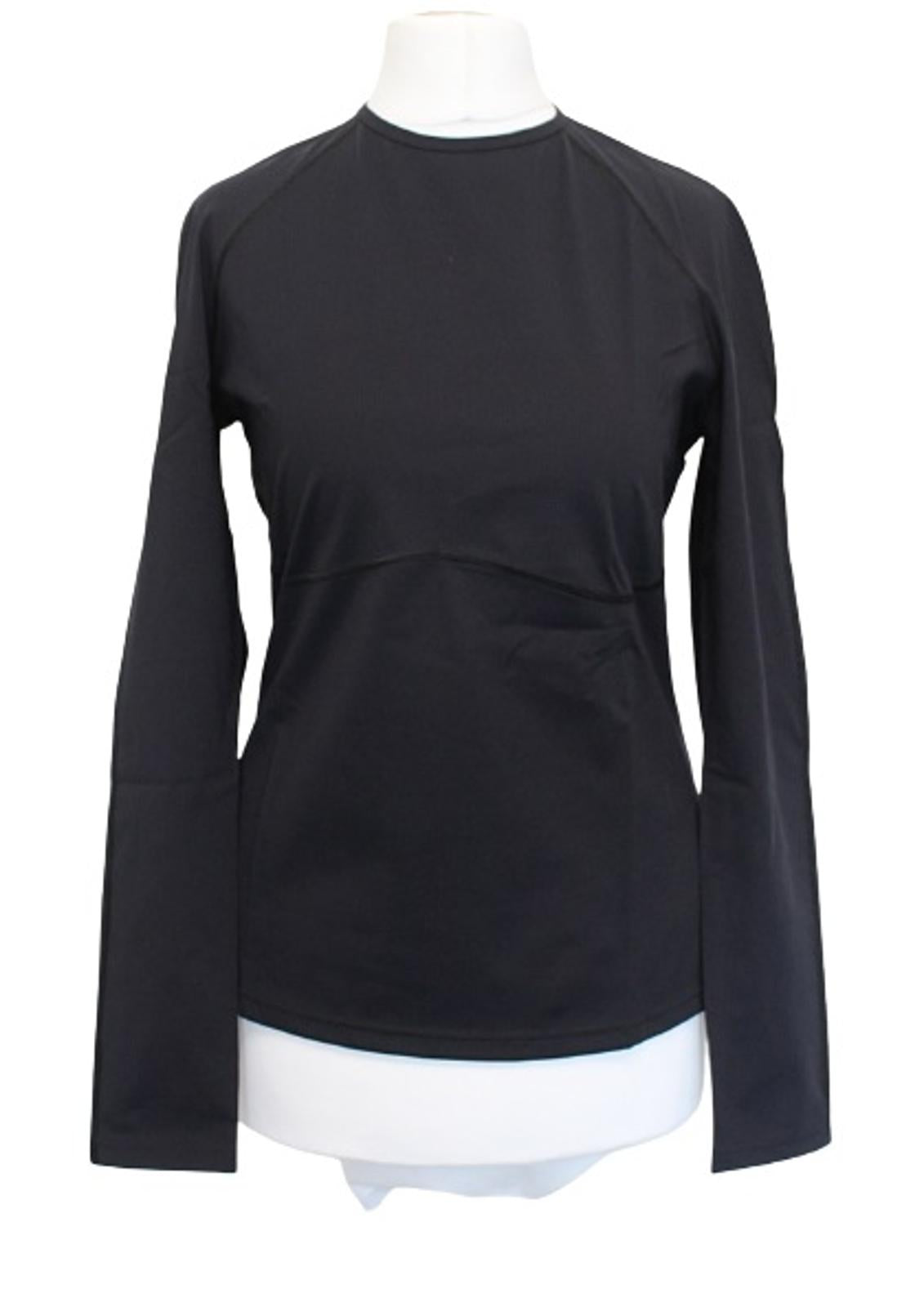 BALENCIAGA Ladies Black Athletic Crew Neck Long Sleeve Stretch Top L BNWT