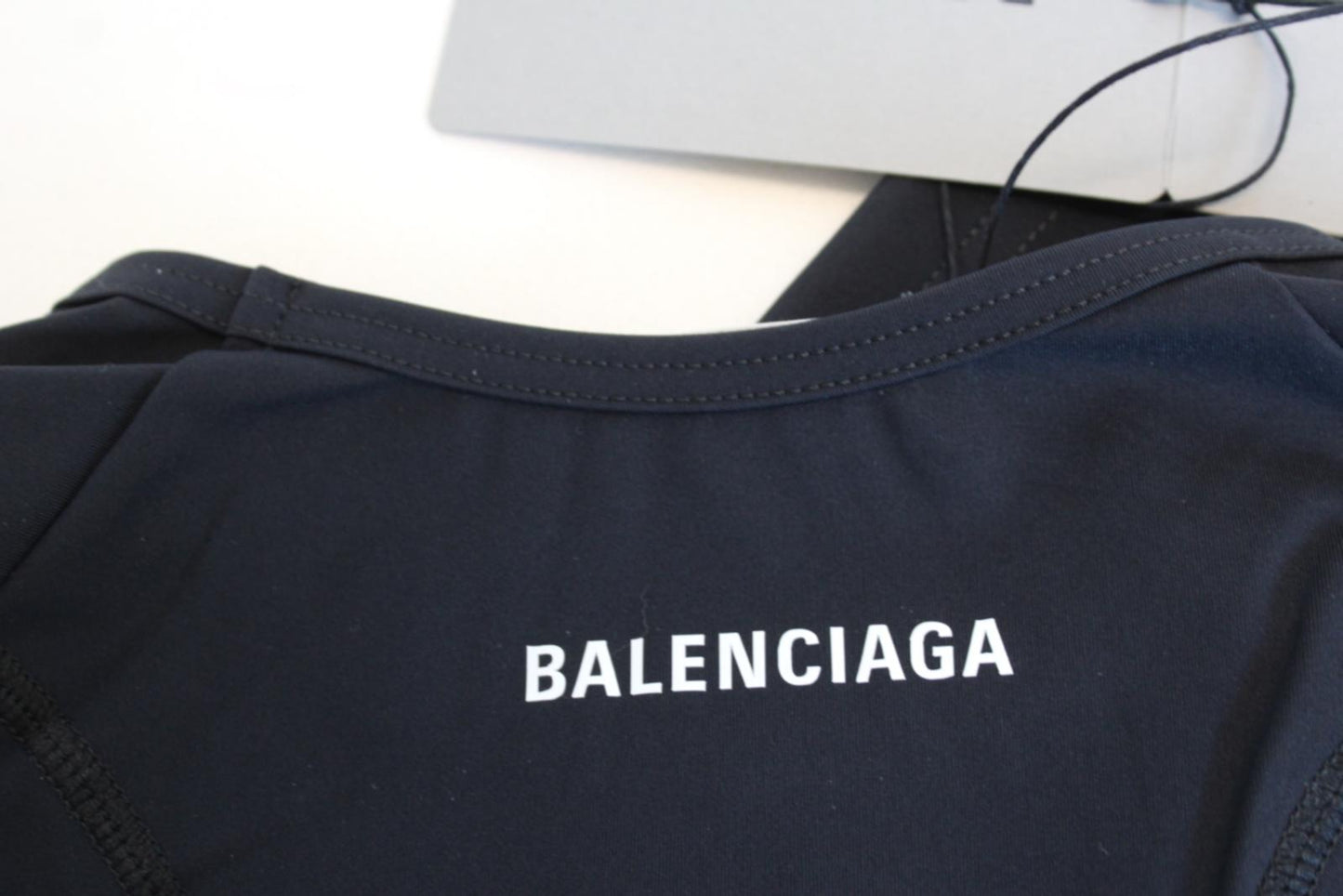 BALENCIAGA Ladies Black Athletic Crew Neck Long Sleeve Stretch Top L BNWT