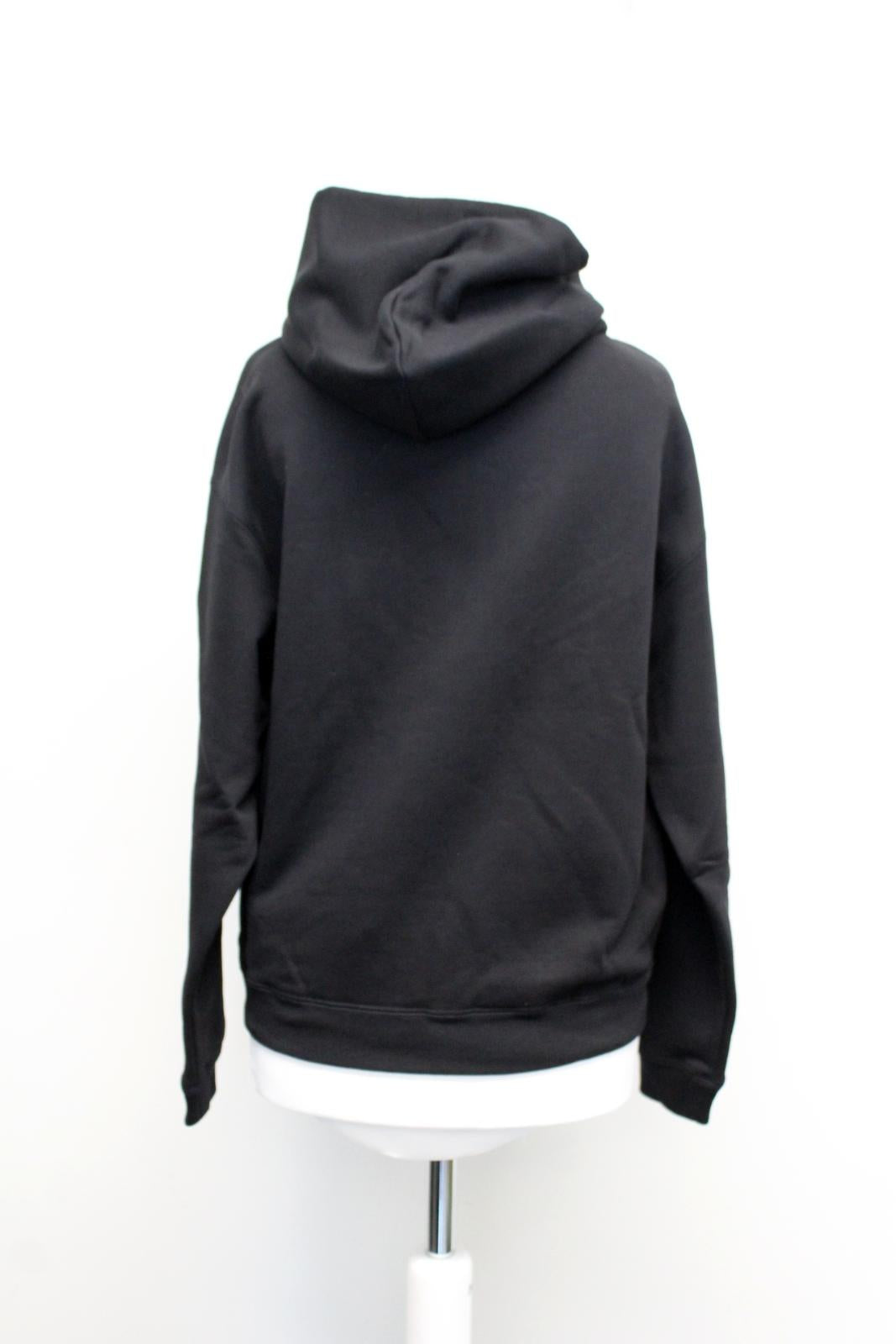 BALENCIAGA Unisex Black Multi Gym Wear Logo Pullover Cotton Hoodie S BNWT