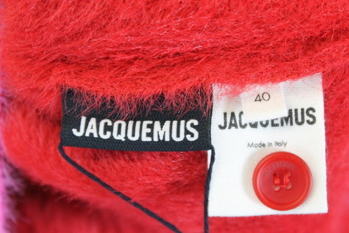 JACQUEMUS Ladies Red Le Polo Neve Fluffy Long Sleeve Jumper EU40 UK12 BNWT