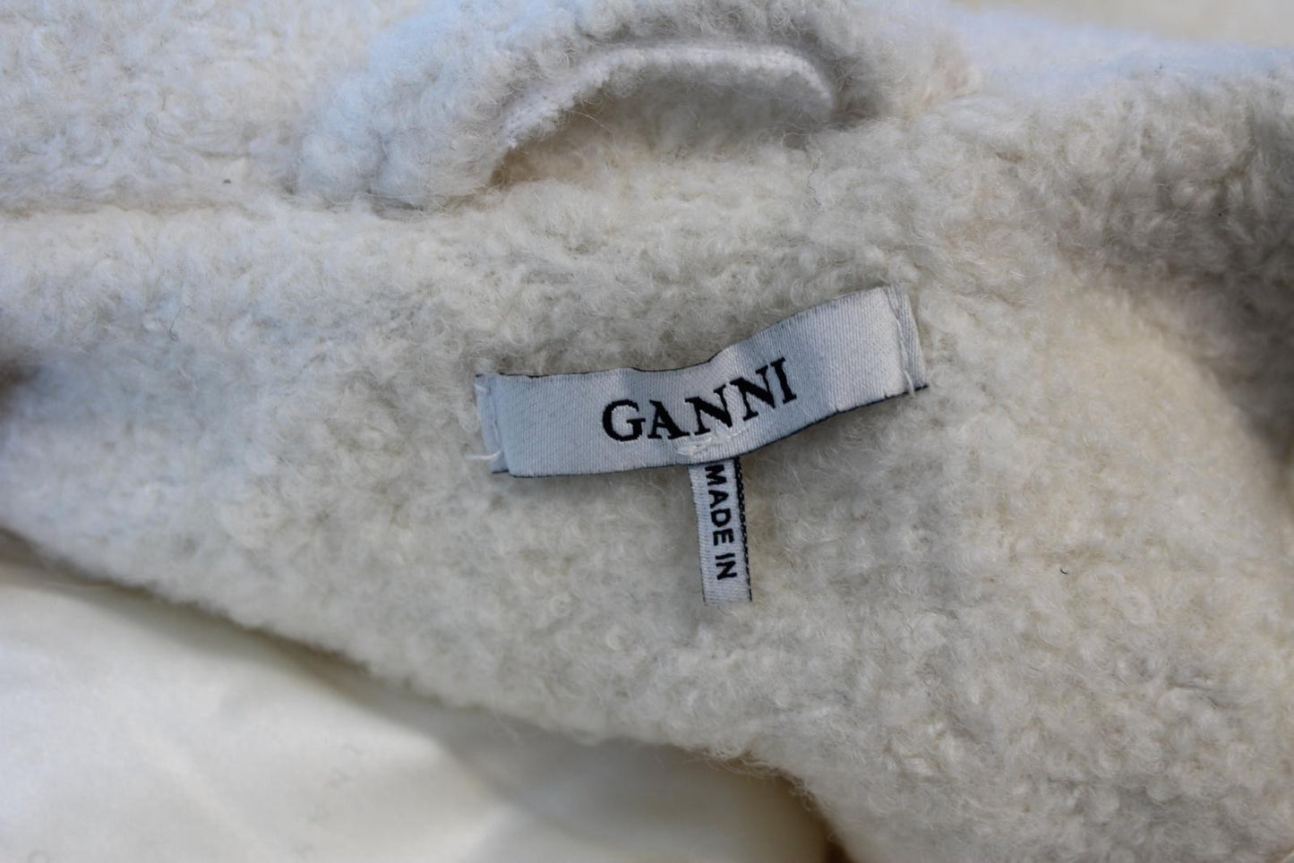 GANNI Ladies Ivory Fenn Single Breasted Oversized Wool Blend Coat XS/S NEW