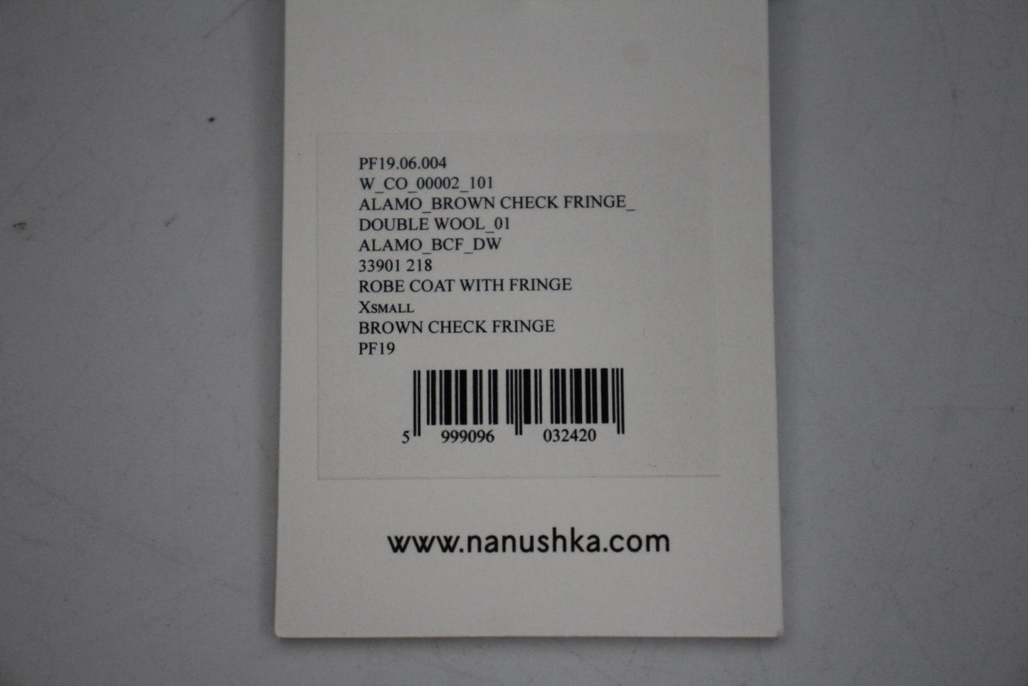NANUSHKA Ladies Brown Wool Silk Blend Check Alamo Fringed Robe Coat XS NEW