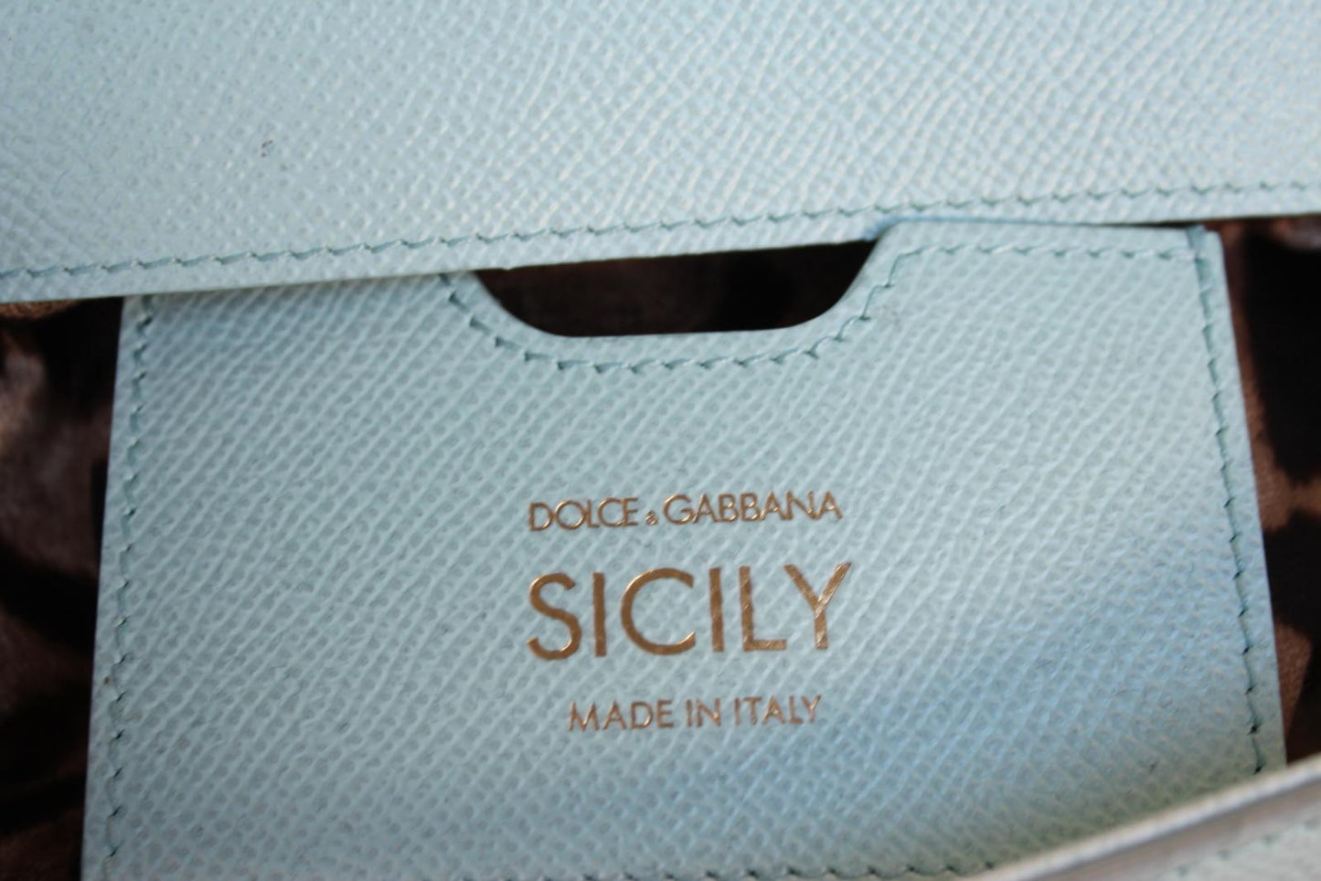 DOLCE & GABBANA Ladies Light Blue Grain Leather Magnetic Snap Sicily Bag NEW