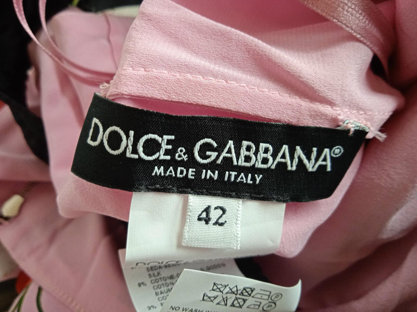 DOLCE & GABBANA Ladies Pink Silk Blend Geranium Print Mini Dress EU42 UK10 NEW