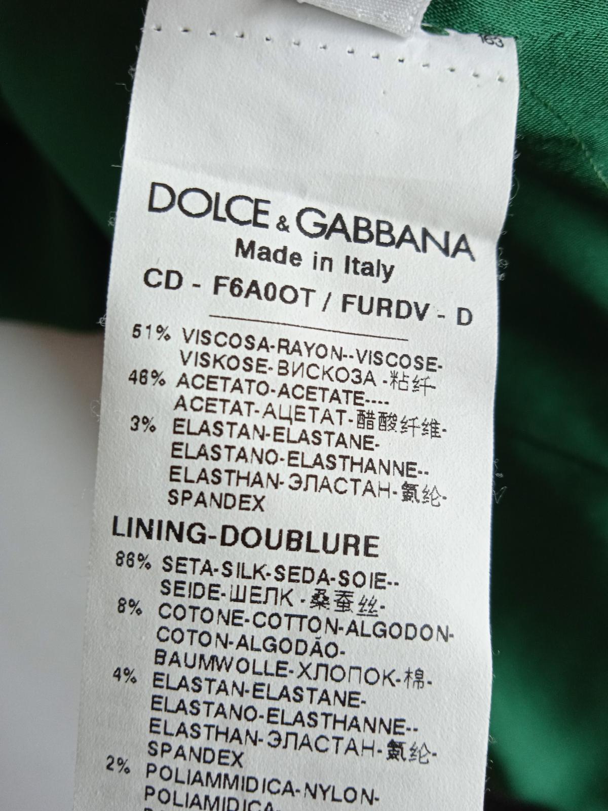 DOLCE & GABBANA Ladies Emerald Green Long Sleeve Shift Dress Size EU42 UK10 NEW