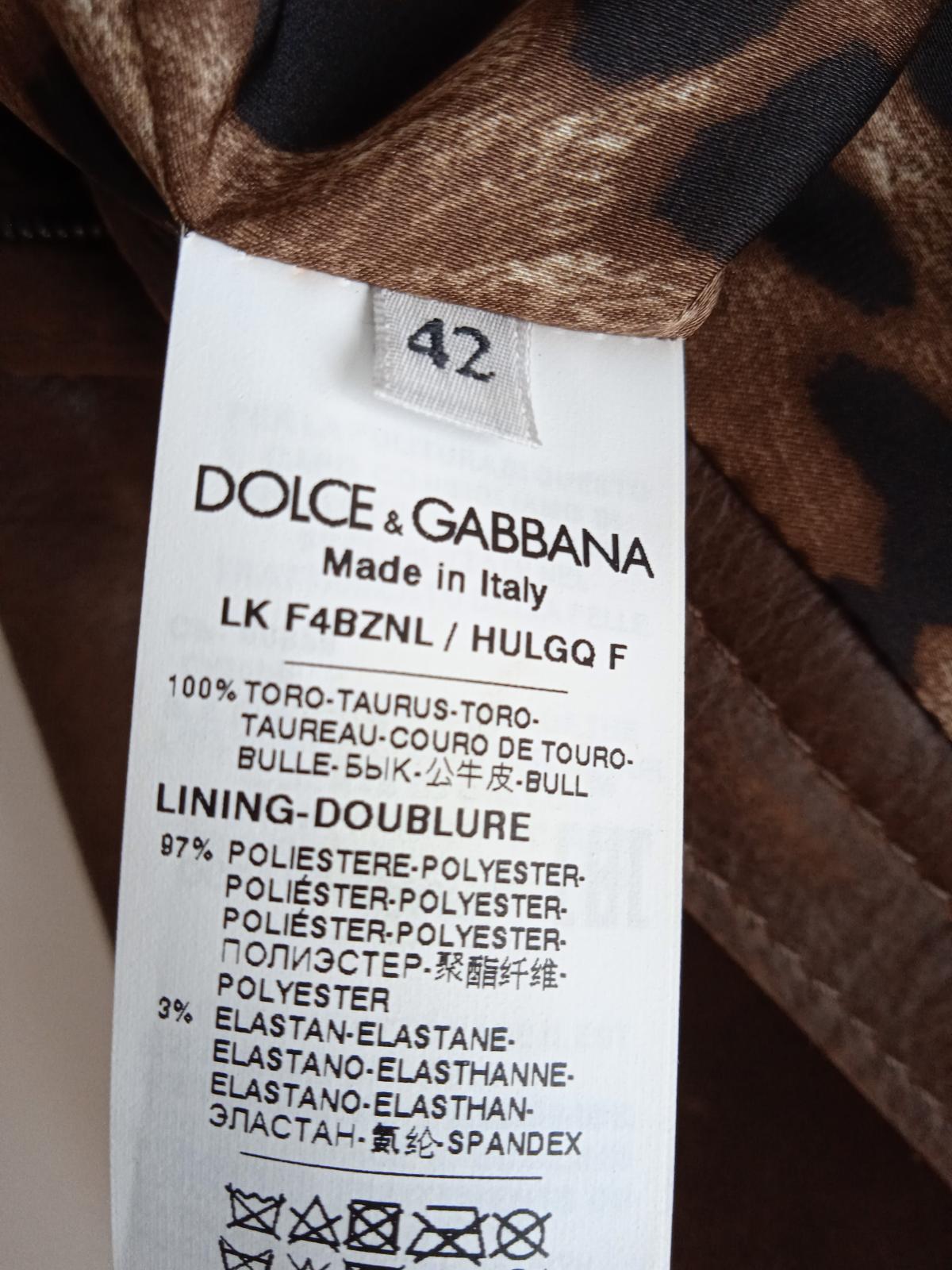 DOLCE & GABBANA Ladies Brown Leather High Waist Mini Skirt Size EU42 UK10 NEW