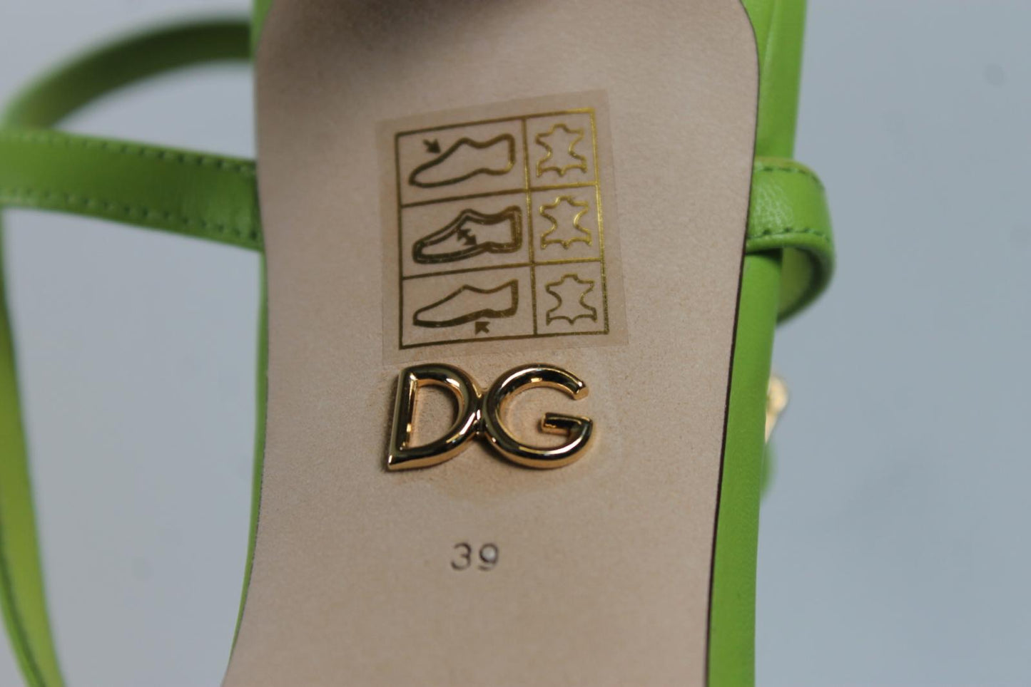 DOLCE & GABBANA Ladies Green Leather Keira Butterfly Heels EU38 UK6 RRP840 NEW