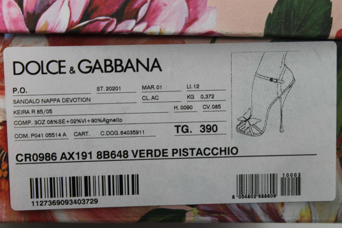 DOLCE & GABBANA Ladies Green Leather Keira Butterfly Heels EU38 UK6 RRP840 NEW