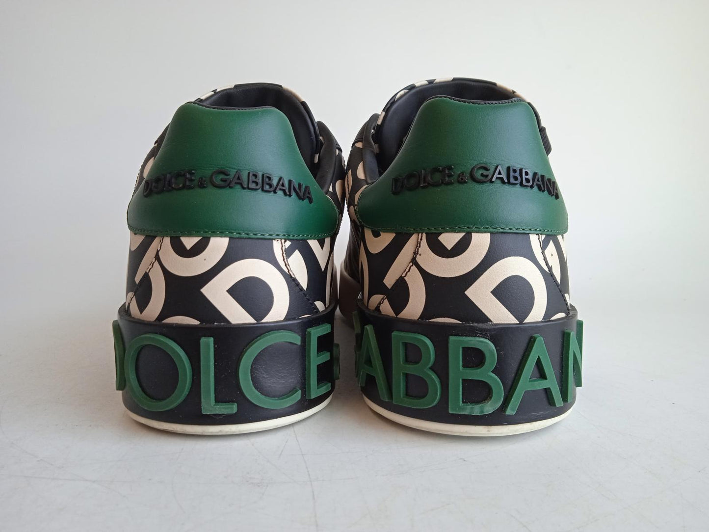 DOLCE & GABBANA Men's Black Leather Portofino DG Mania Trainers Size UK6 NEW