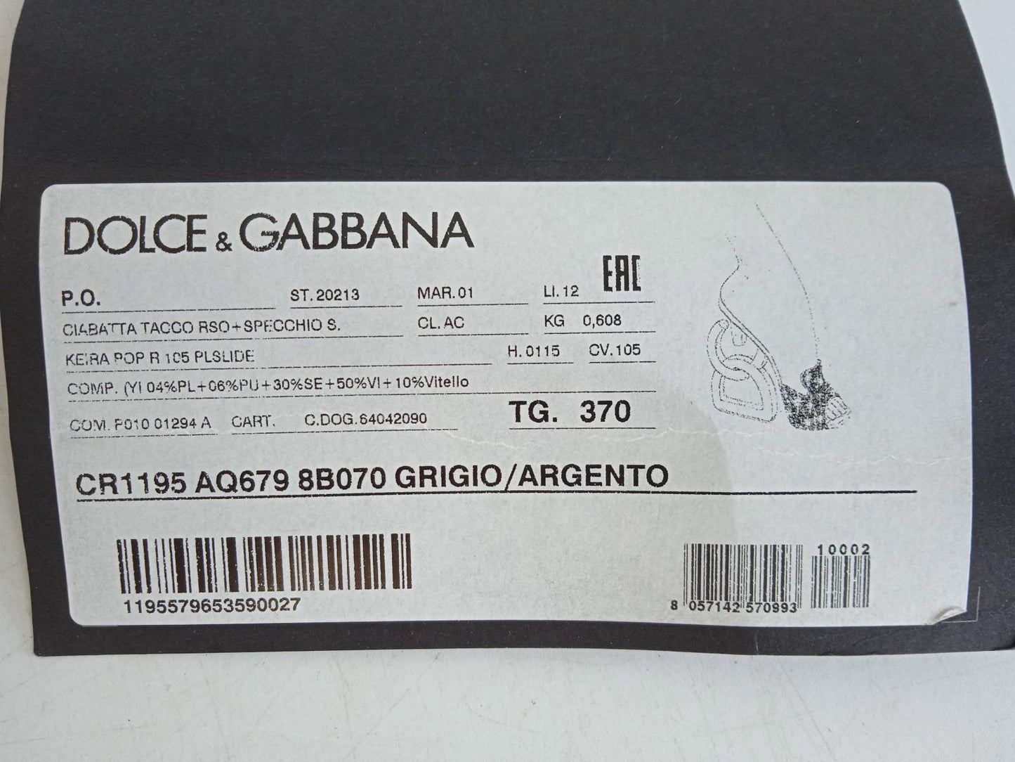 DOLCE & GABBANA Ladies Silver DG-Heel Gemstone Mule Shoes Size EU37 UK4 NEW