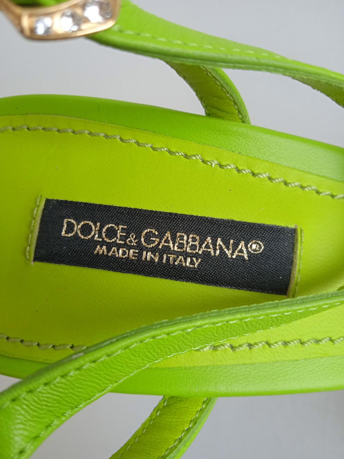 DOLCE & GABBANA Ladies Green Leather Butterfly Applique Sandals EU38.5 UK5.5 NEW