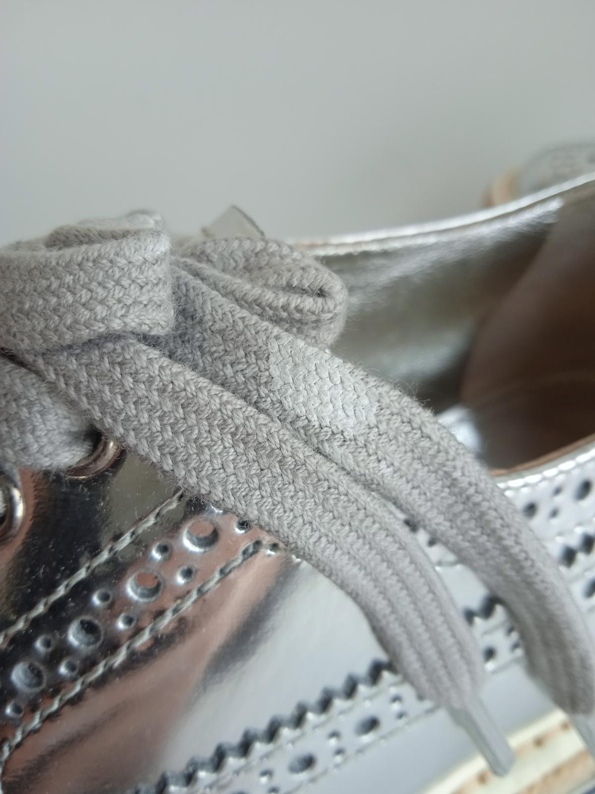 PRADA Ladies Metallic Silver Leather Lace-Up Platform Brogues EU36 UK3 NEW