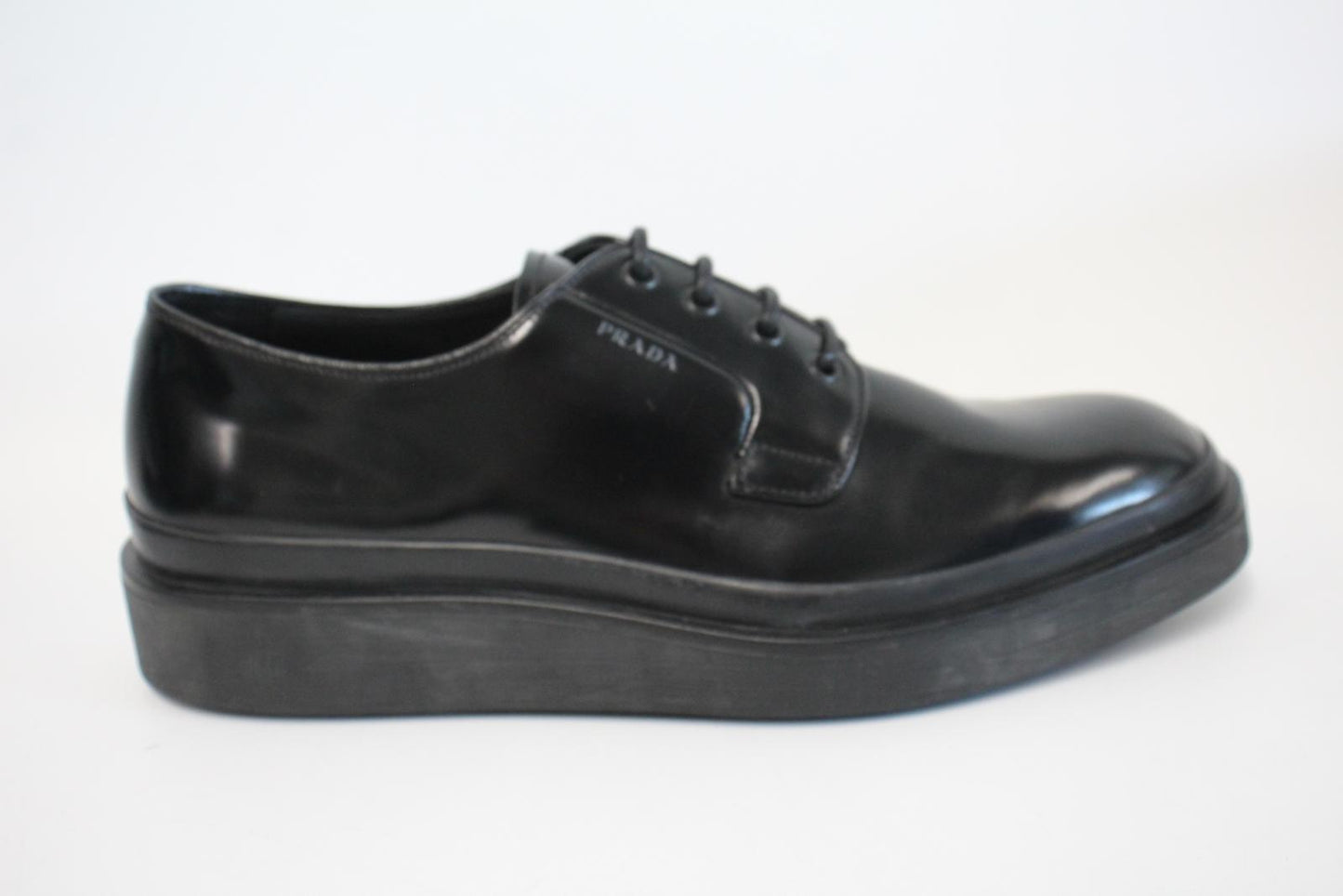 PRADA Men's 2EE311 Black Leather Raised Sole Lace-Up Formal Shoes UK10 NEW