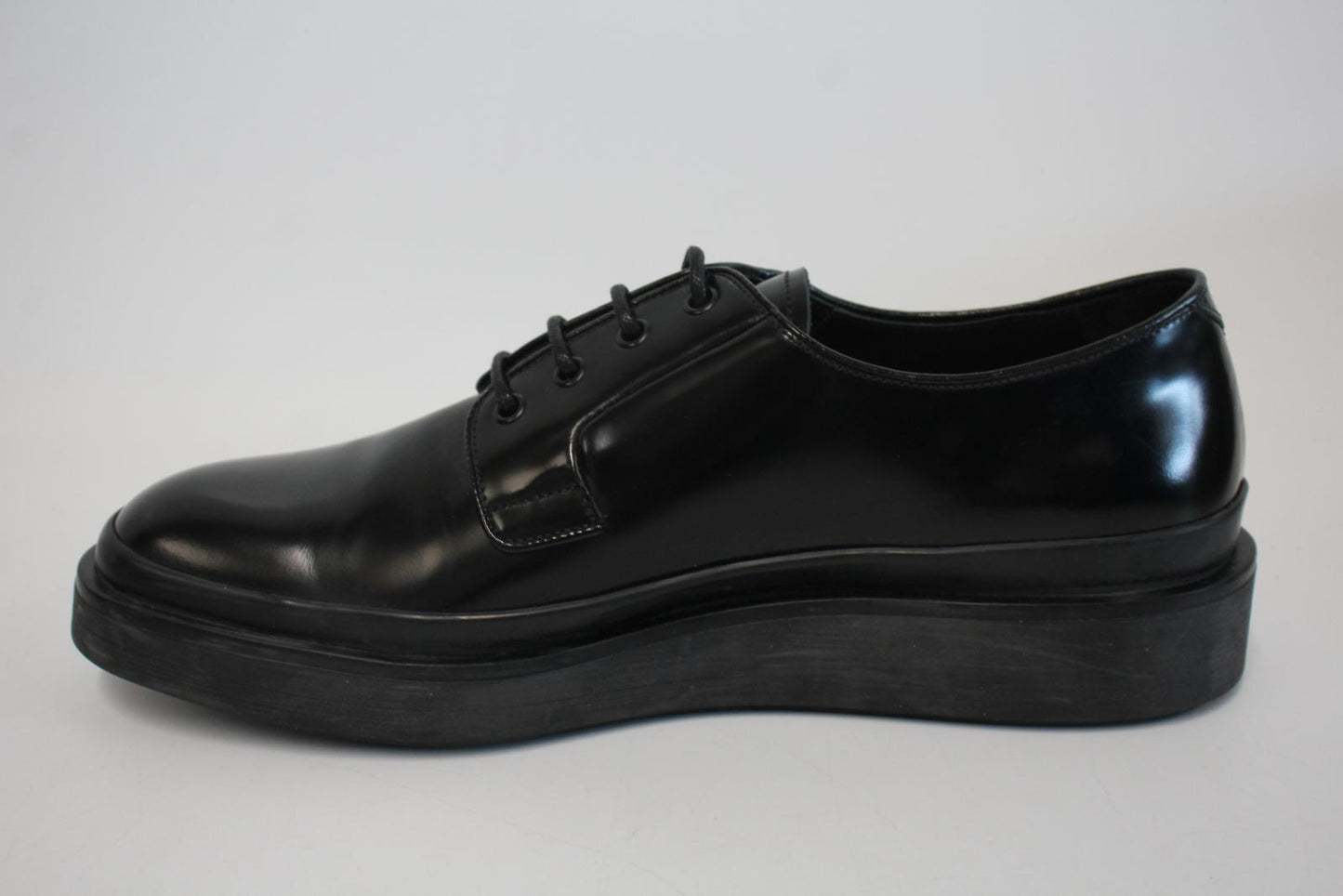 PRADA Men's 2EE311 Black Leather Raised Sole Lace-Up Formal Shoes UK10 NEW