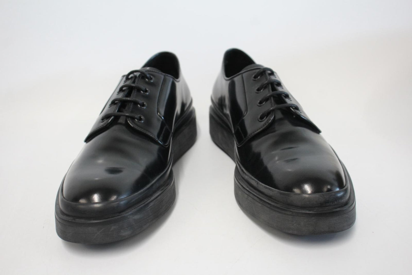 PRADA Men's 2EE311 Black Leather Raised Sole Lace-Up Formal Shoes UK10 NEW
