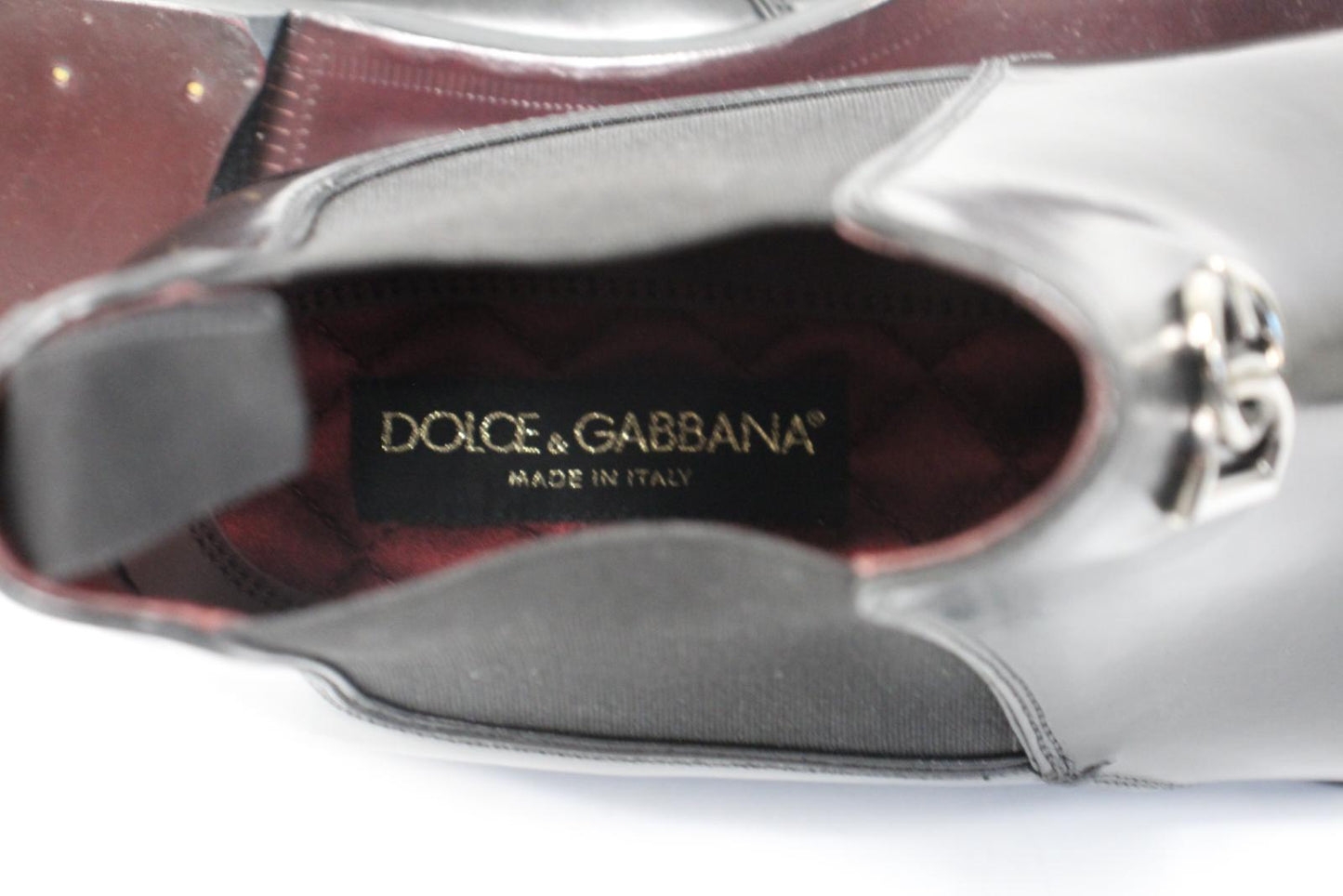 DOLCE & GABBANA Men's Black Leather Pointed Toe Logo Detail Shoes UK8.5 NEW