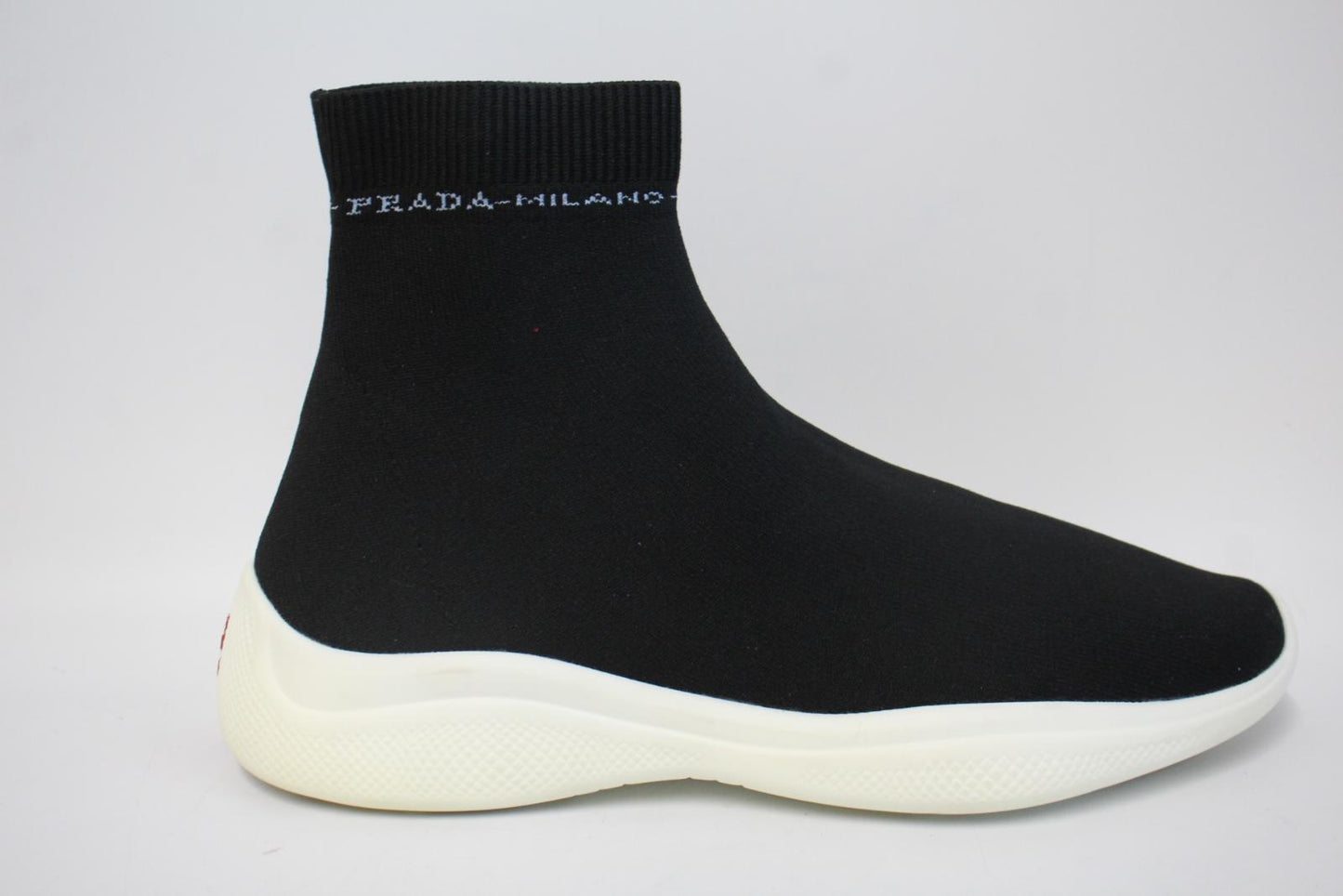 PRADA Ladies Black Stretch Knit Ankle Length Sock Sneakers EU38 UK5 NEW