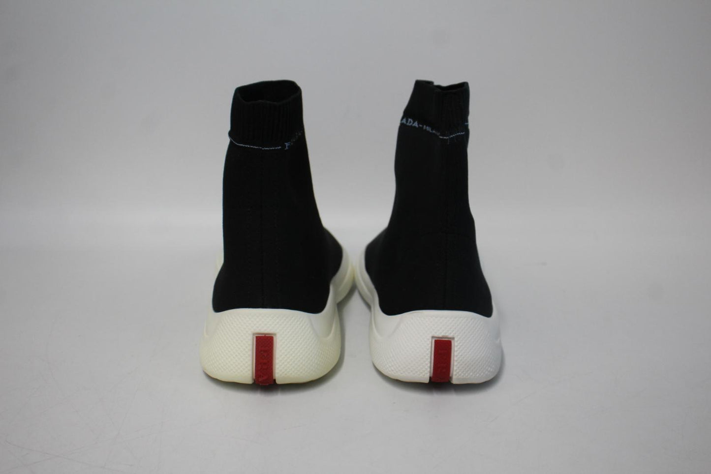 PRADA Ladies Black Stretch Knit Ankle Length Sock Sneakers EU38 UK5 NEW