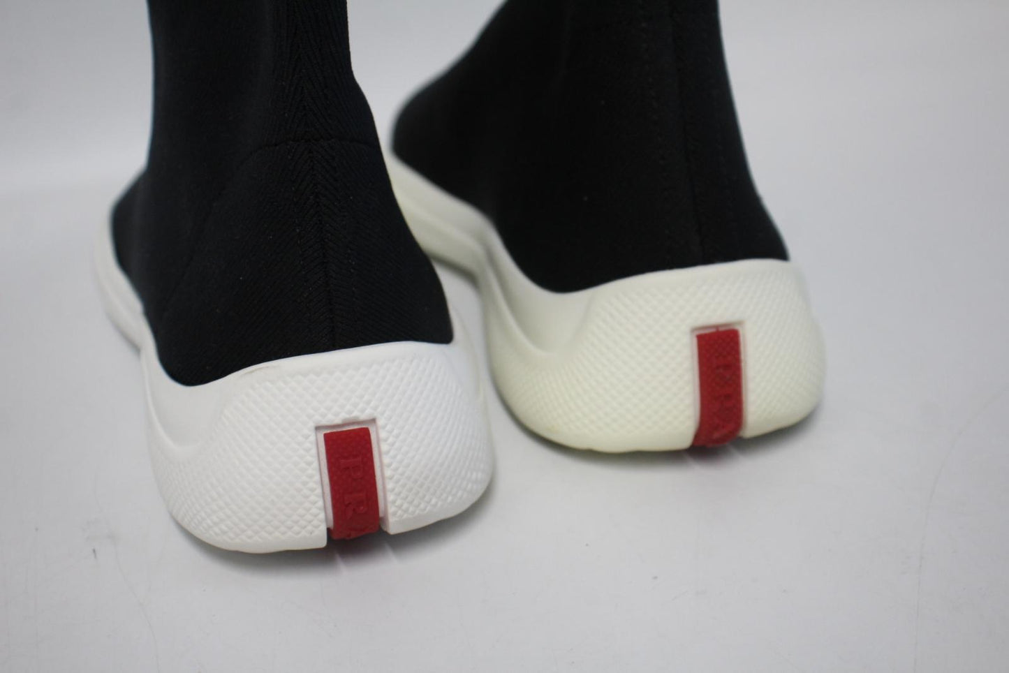 PRADA Ladies Black Stretch Knit Ankle Length Sock Sneakers EU38 UK5 NEW