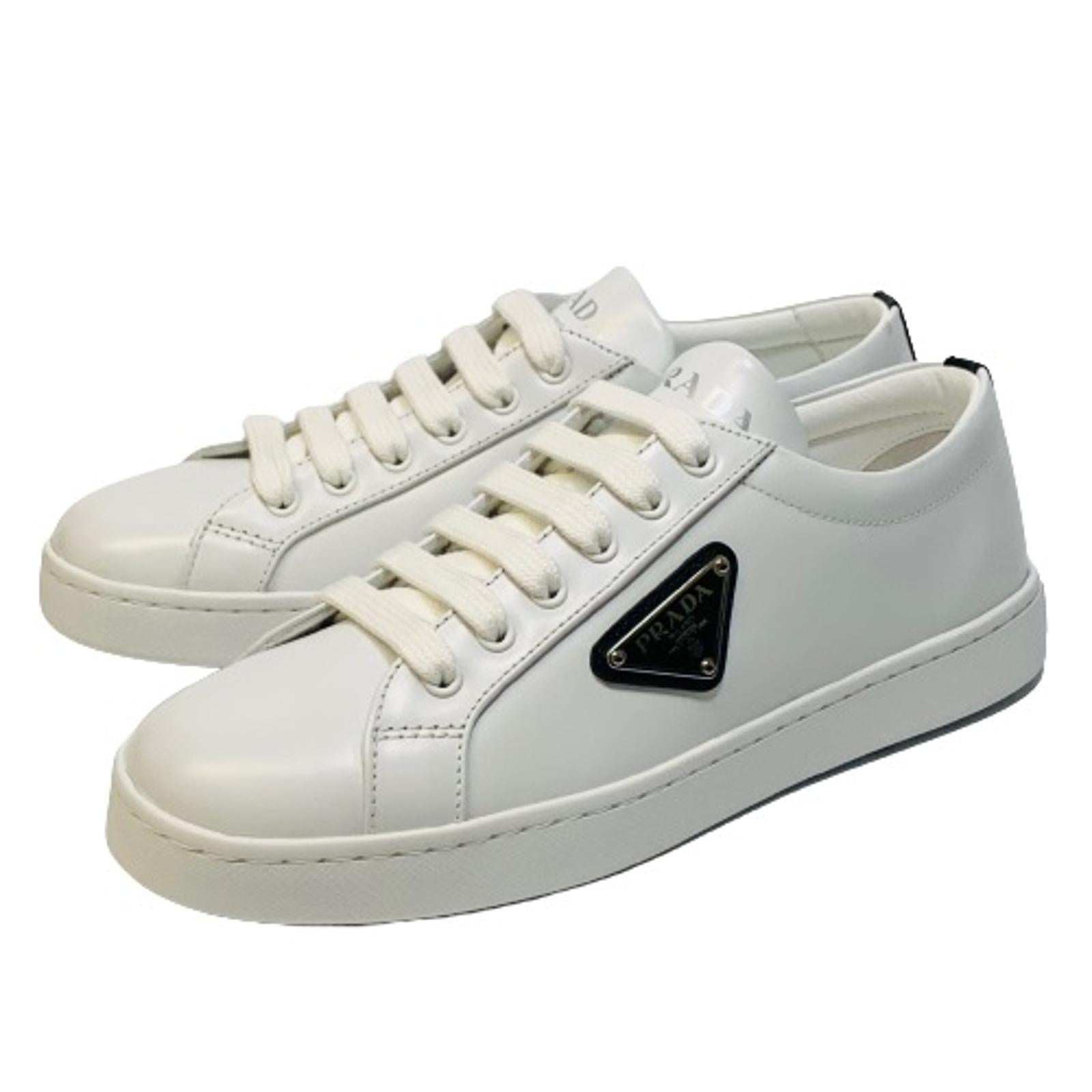 PRADA White Ladies Lane Calzature Donna Classic Sneaker Trainer UK 3.5 NEW