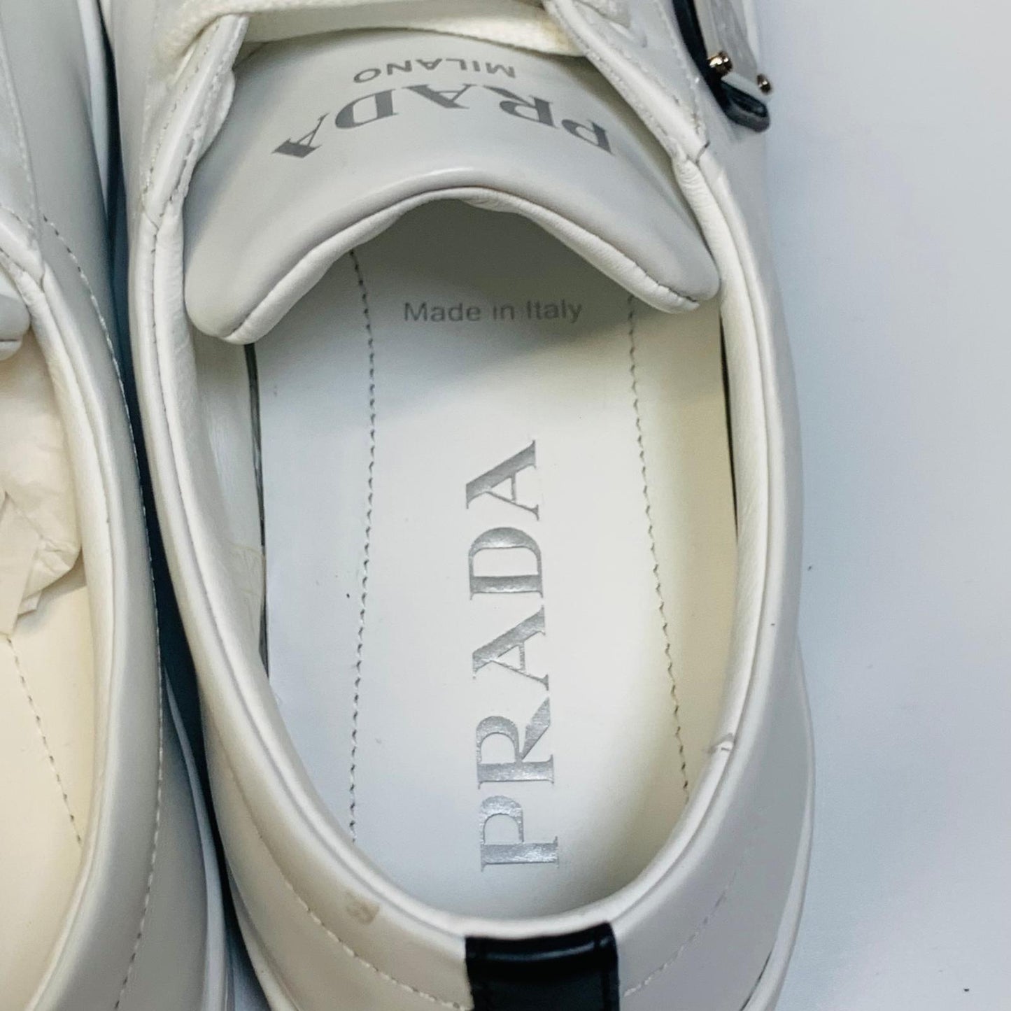 PRADA White Ladies Lane Calzature Donna Classic Sneaker Trainer UK 3.5 NEW
