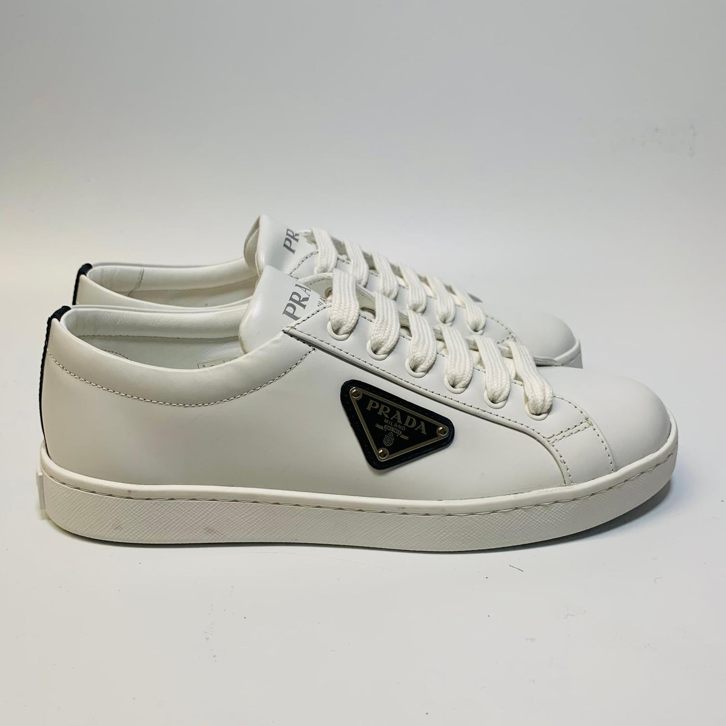 PRADA White Ladies Lane Calzature Donna Classic Sneaker Trainer UK 3.5 NEW