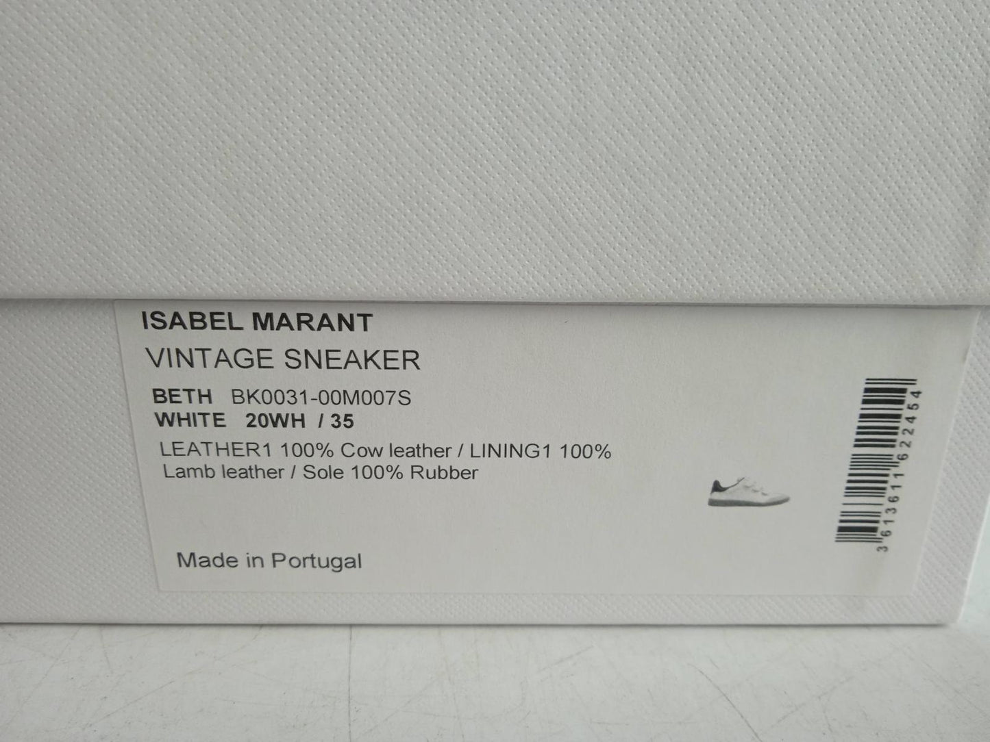 ISABEL MARANT Ladies White Leather Touch-Strap Beth Trainers EU35 UK2 NEW
