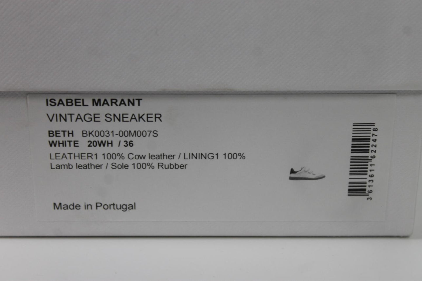 ISABEL MARANT Ladies White Leather Beth Low-Top Trainers EU36 UK3 BNIB