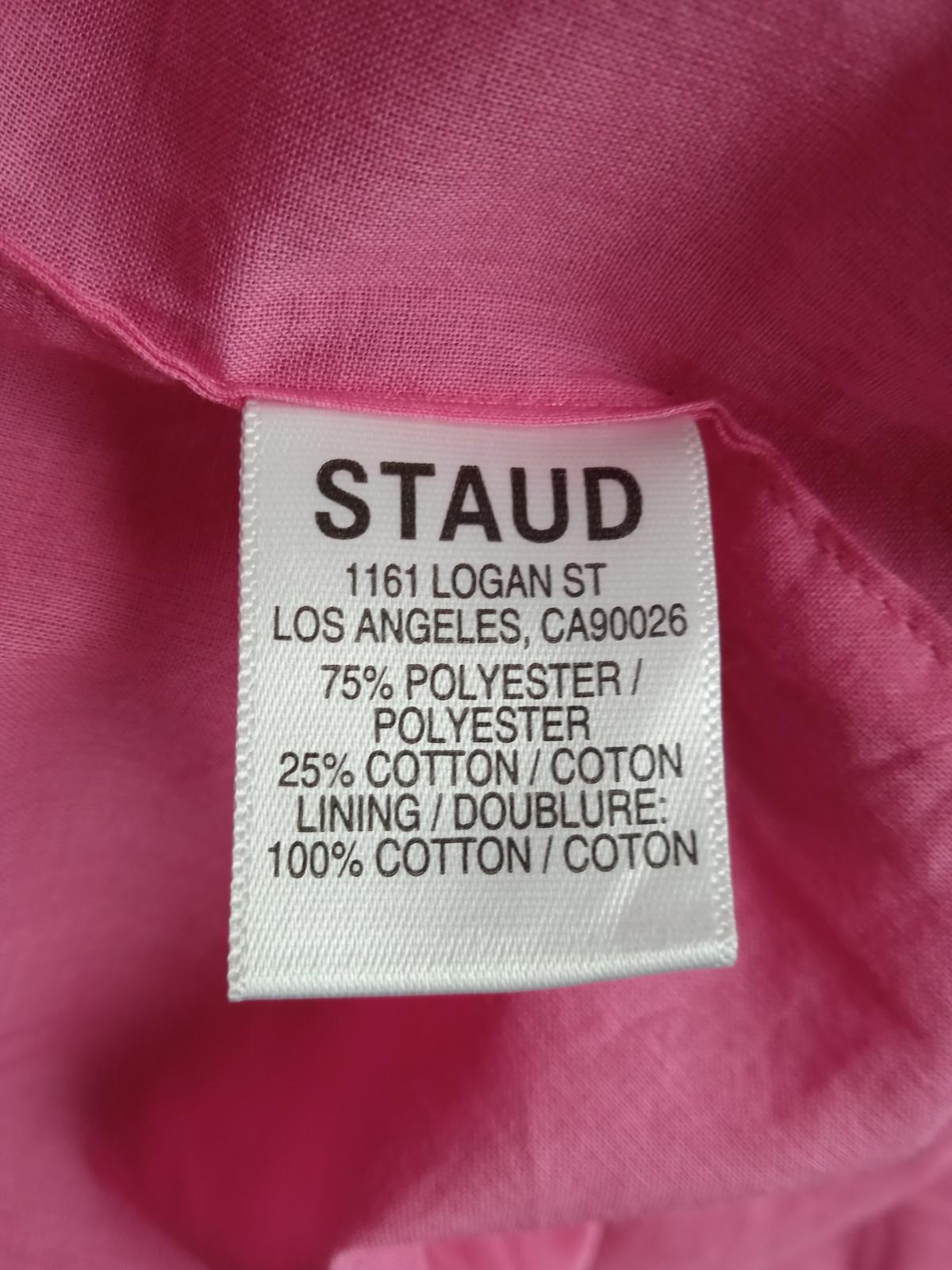 STAUD Ladies Pink Cotton Blend Square Neck Portrait Midi Dress Size US2 UK6 NEW