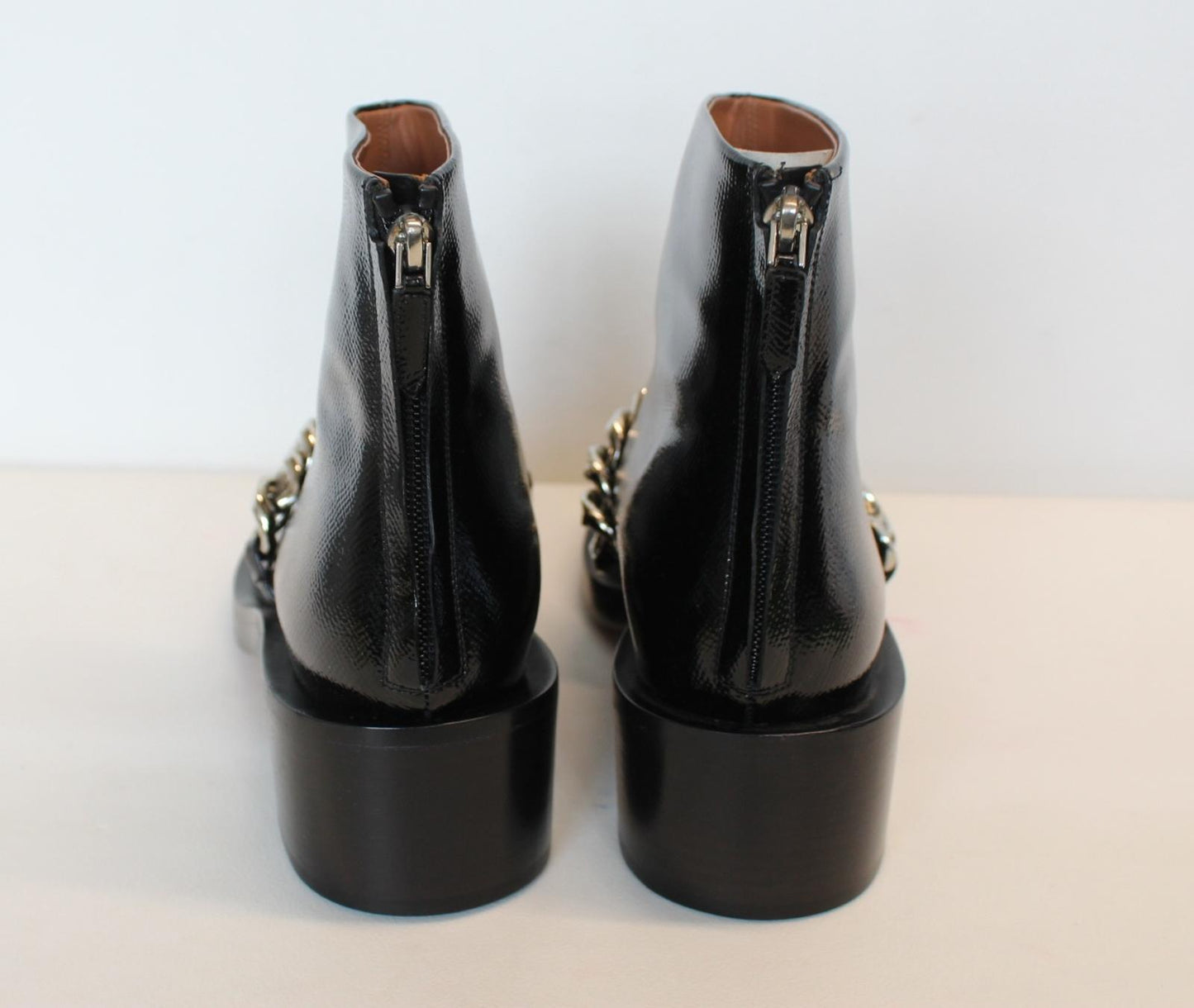 GIVENCHY Ladies Bottine 5 Chain Black Patent Leather Ankle Boots EU40 UK7 NEW