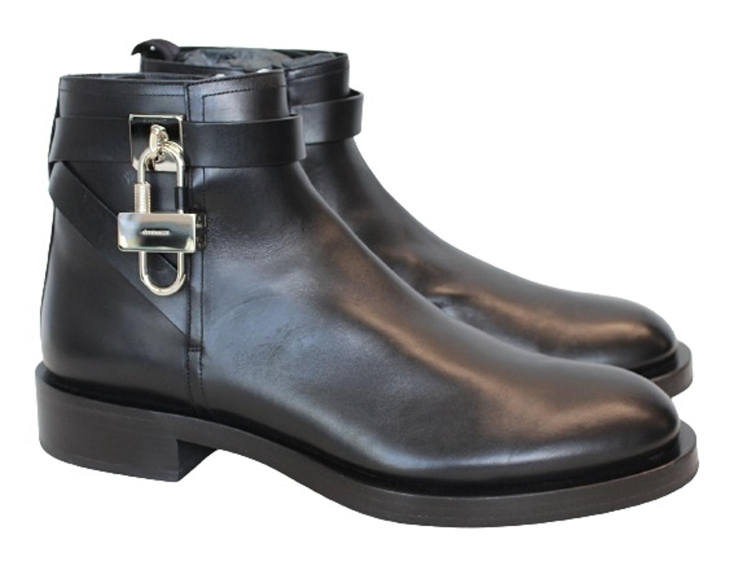 GIVENCHY Men's Black Leather Side Zip Padlock Ankle Boots EU44 UK10 NEW