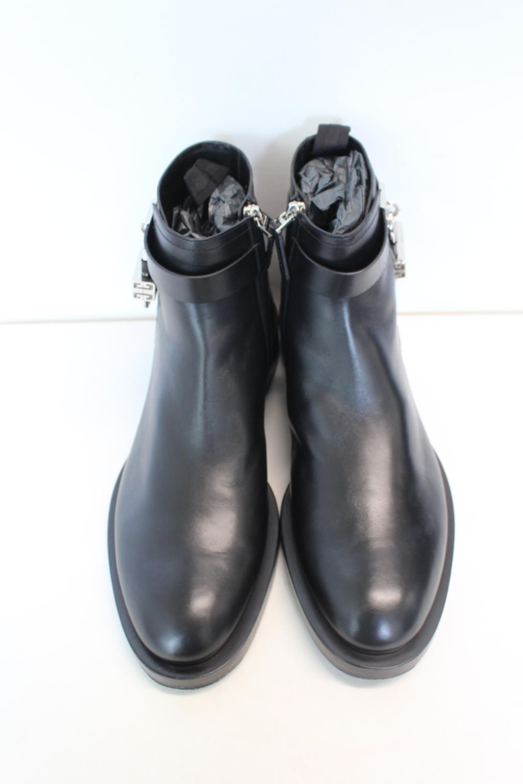 GIVENCHY Men's Black Leather Side Zip Padlock Ankle Boots EU44 UK10 NEW