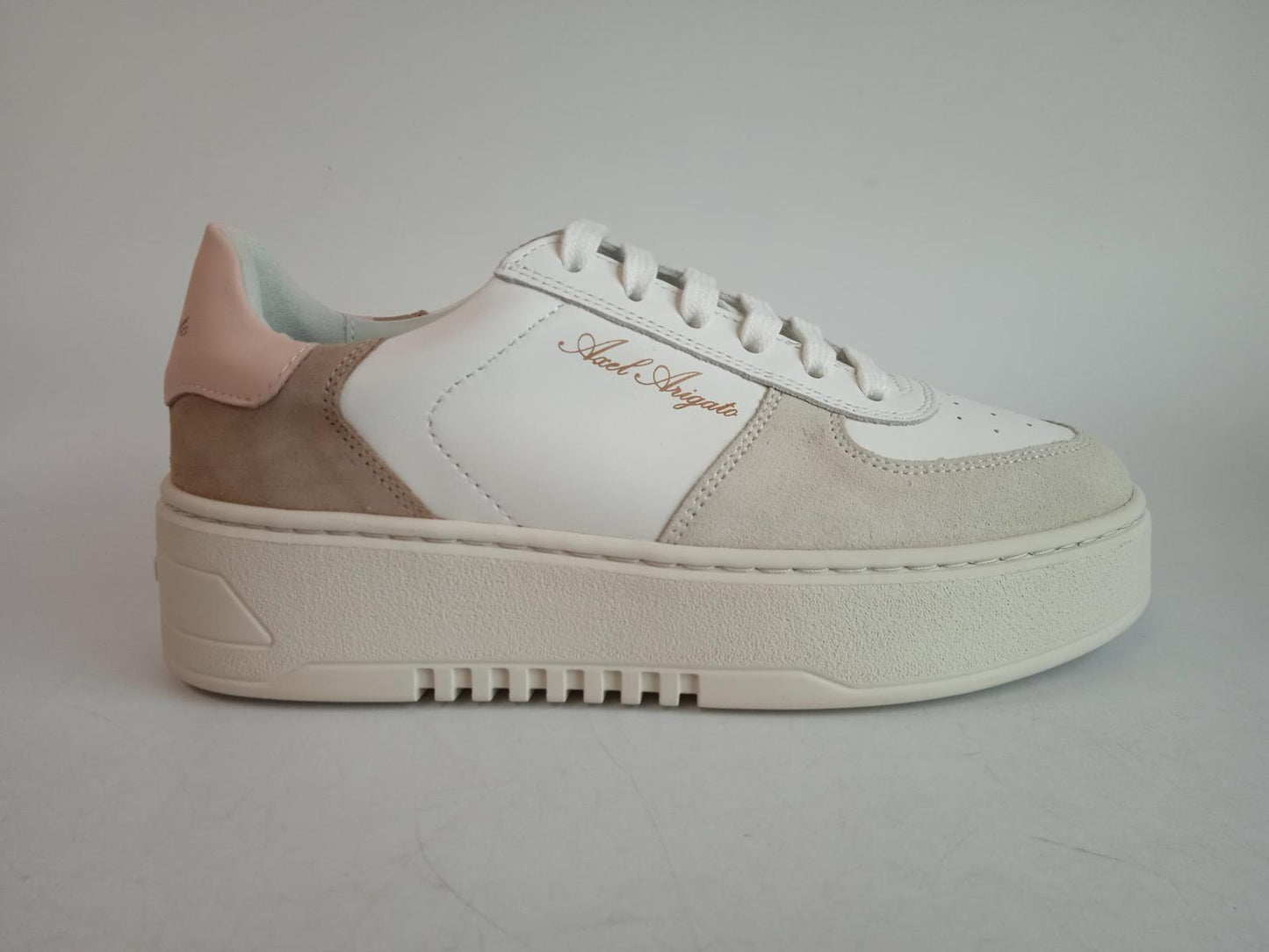 AXEL ARIGATO Ladies White & Pink Leather Orbit Lace-Up Trainers Size UK4 NEW
