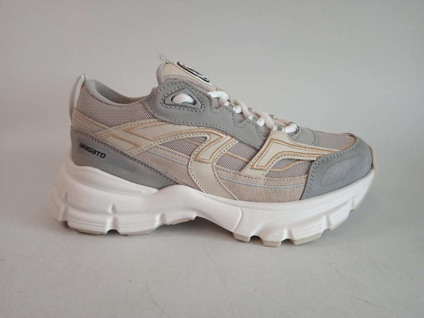 AXEL ARIGATO Ladies Beige & Grey Leather Marathon R-Trail Trainers UK2.5 NEW