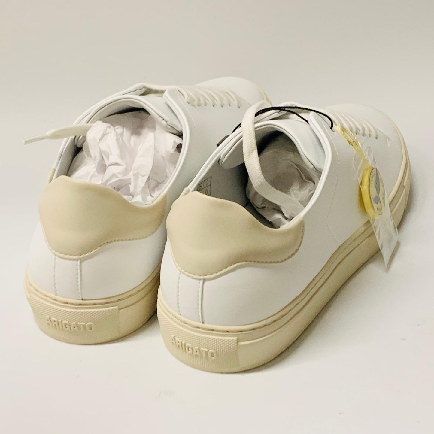 AXEL ARIGATO Men's White Beige Vegan Sneaker Faux Leather Trainer Shoe UK9.5 NEW