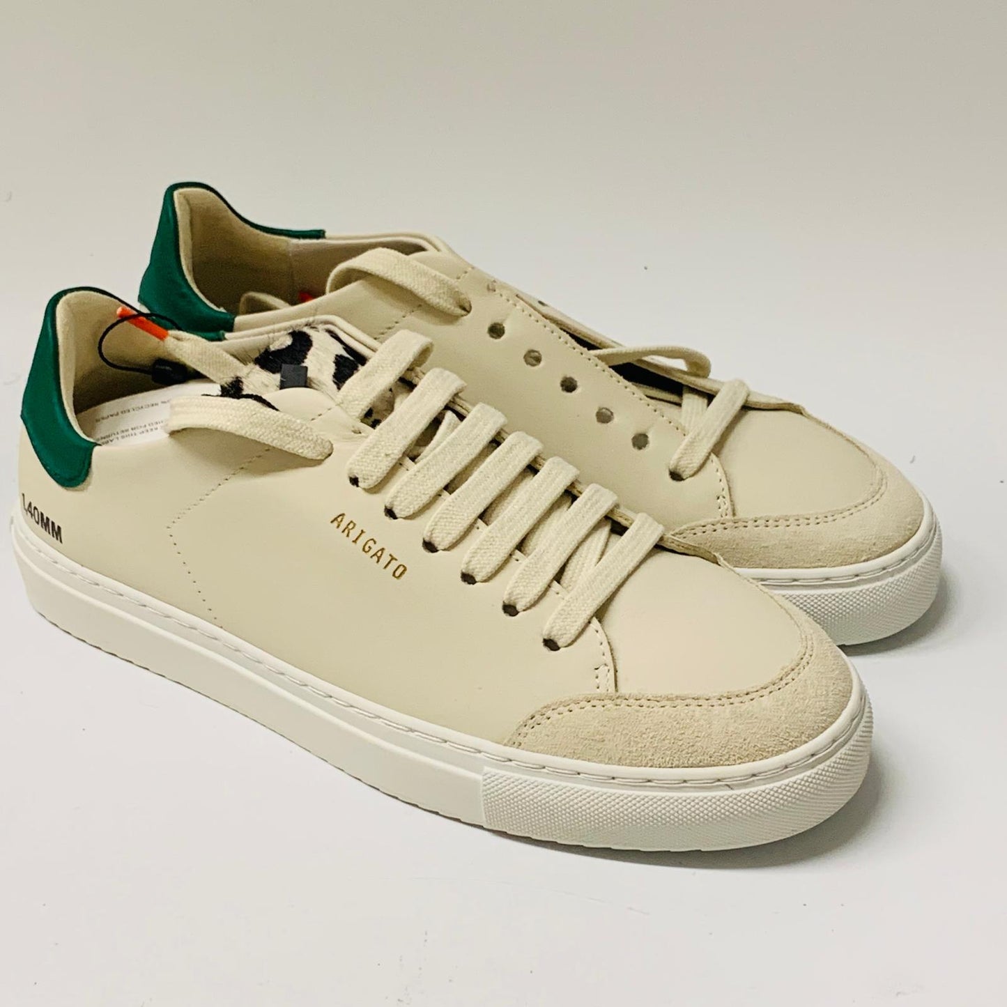 AXEL ARIGATO Ladies Beige Green Accent Clean 90 Leather Trainer Sneaker UK5 NEW