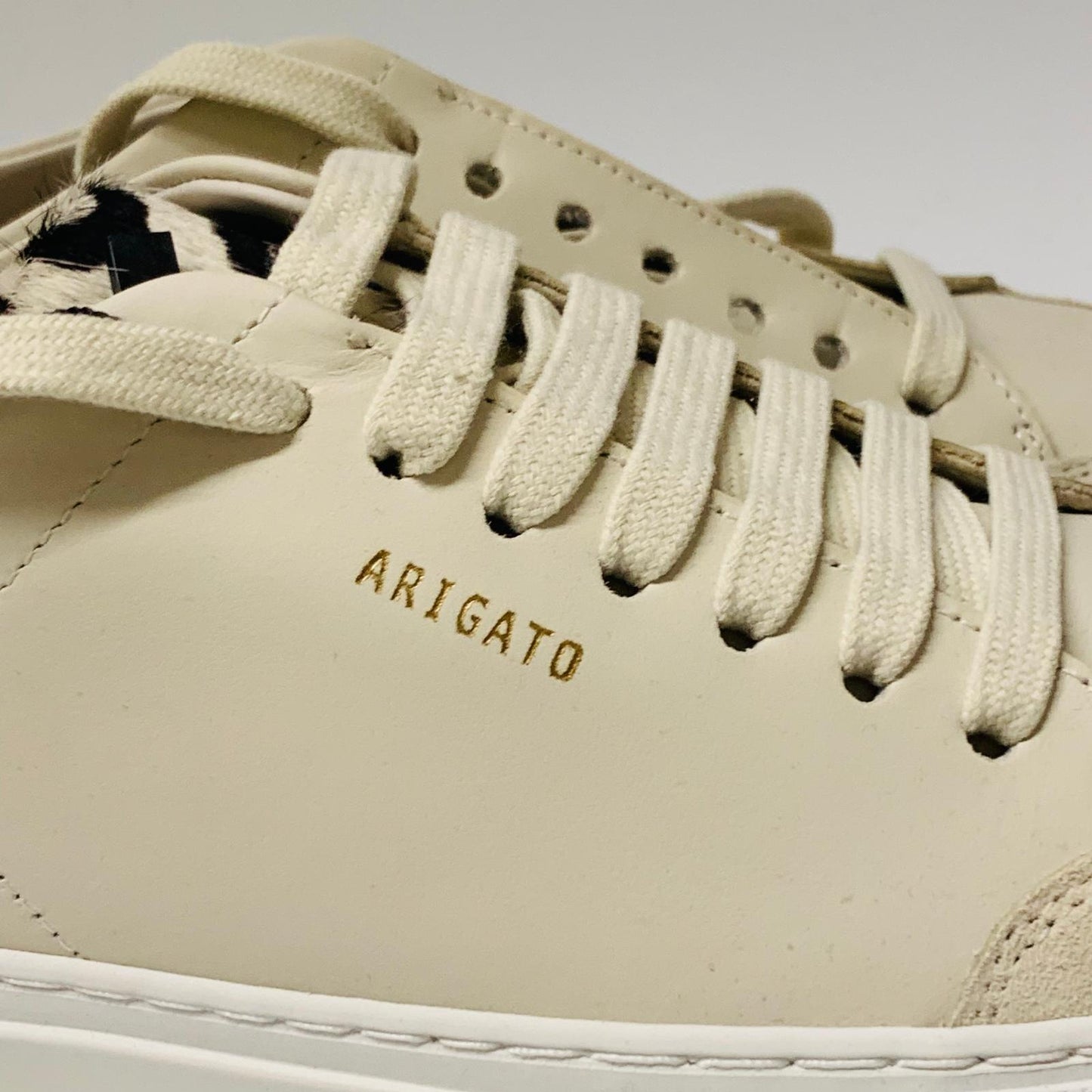 AXEL ARIGATO Ladies Beige Green Accent Clean 90 Leather Trainer Sneaker UK5 NEW