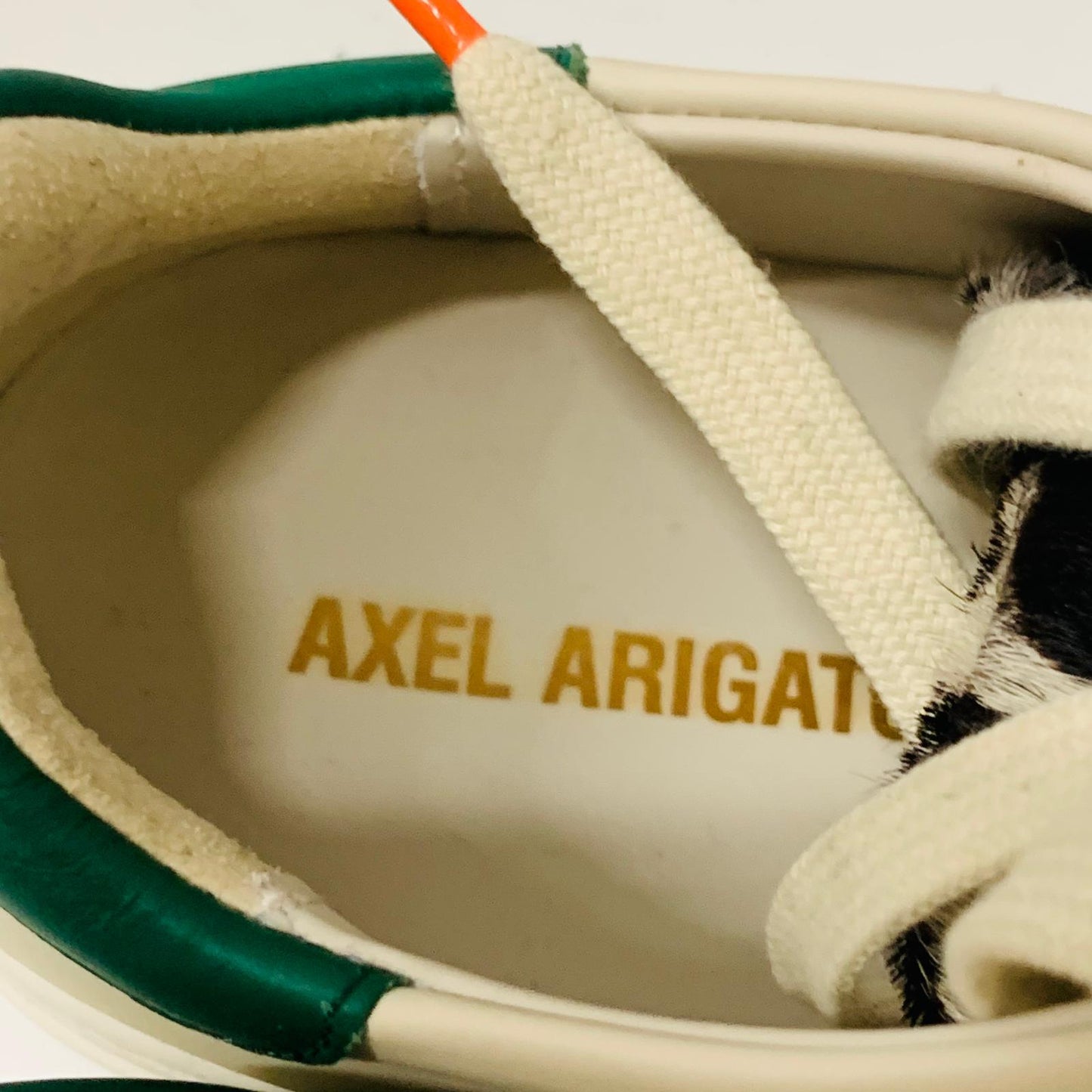 AXEL ARIGATO Ladies Beige Green Accent Clean 90 Leather Trainer Sneaker UK5 NEW