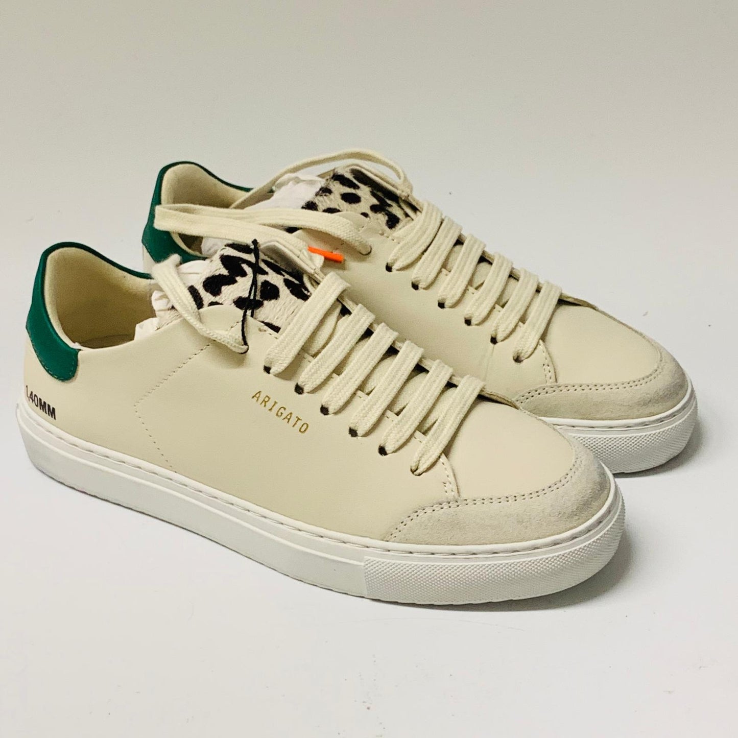 AXEL ARIGATO Ladies Beige Green Accent Clean 90 Leather Trainer Sneaker UK4 NEW