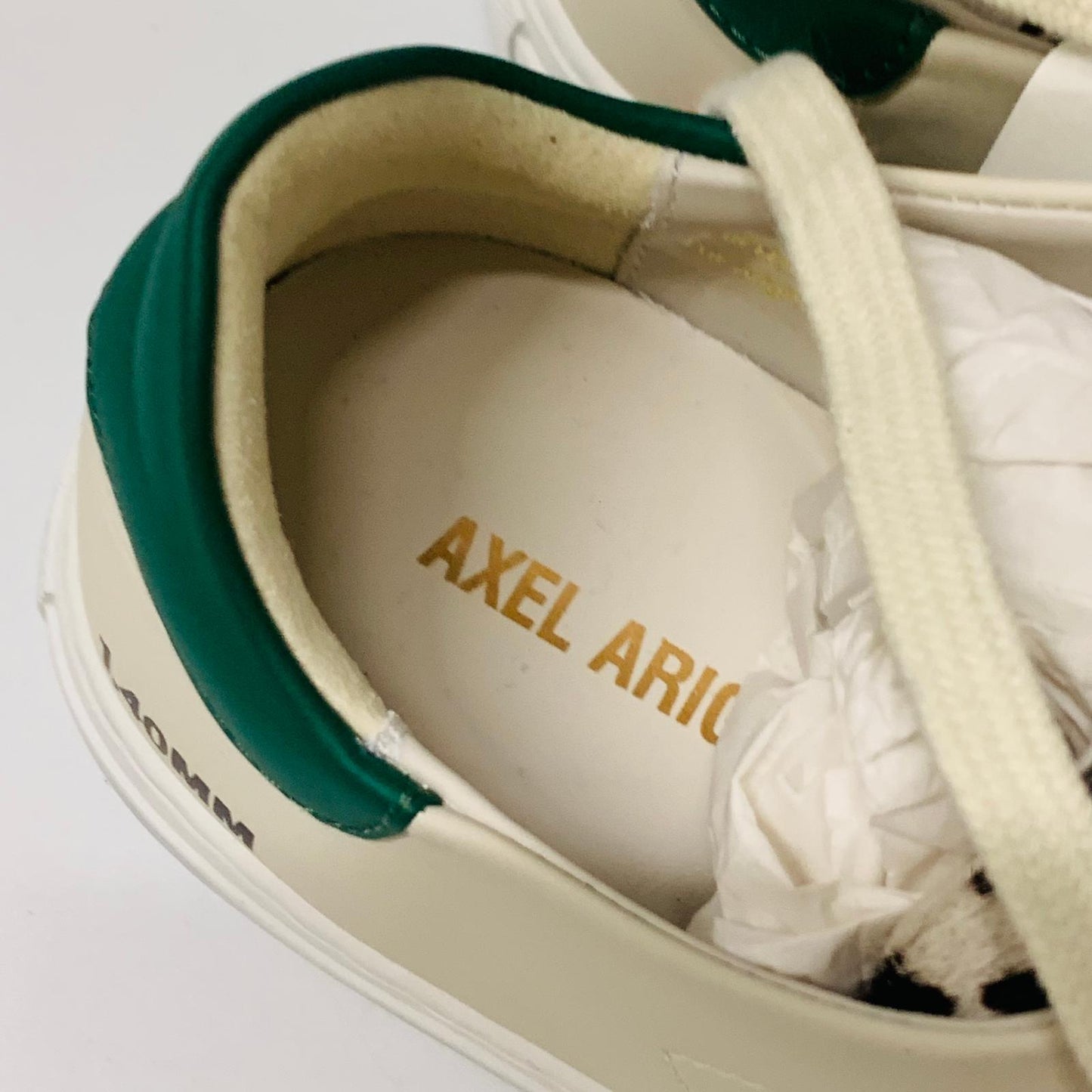 AXEL ARIGATO Ladies Beige Green Accent Clean 90 Leather Trainer Sneaker UK4 NEW