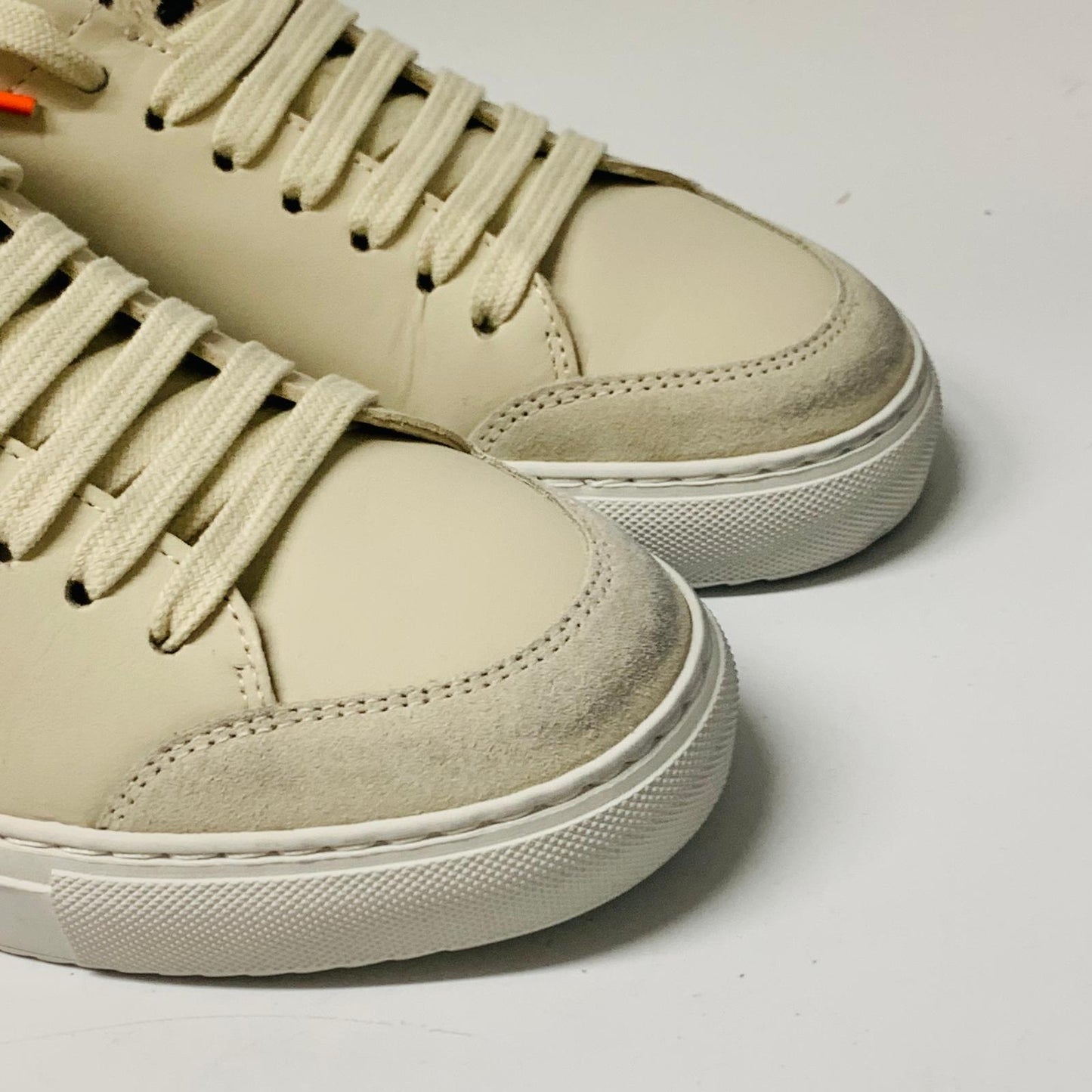 AXEL ARIGATO Ladies Beige Green Accent Clean 90 Leather Trainer Sneaker UK4 NEW