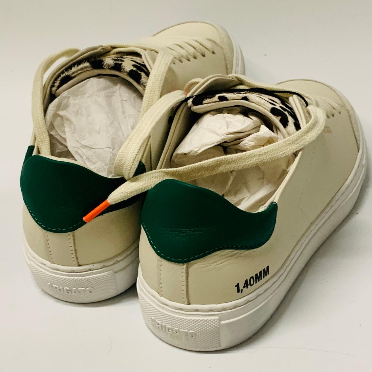AXEL ARIGATO Ladies Beige Green Accent Clean 90 Leather Trainer Sneaker UK4 NEW