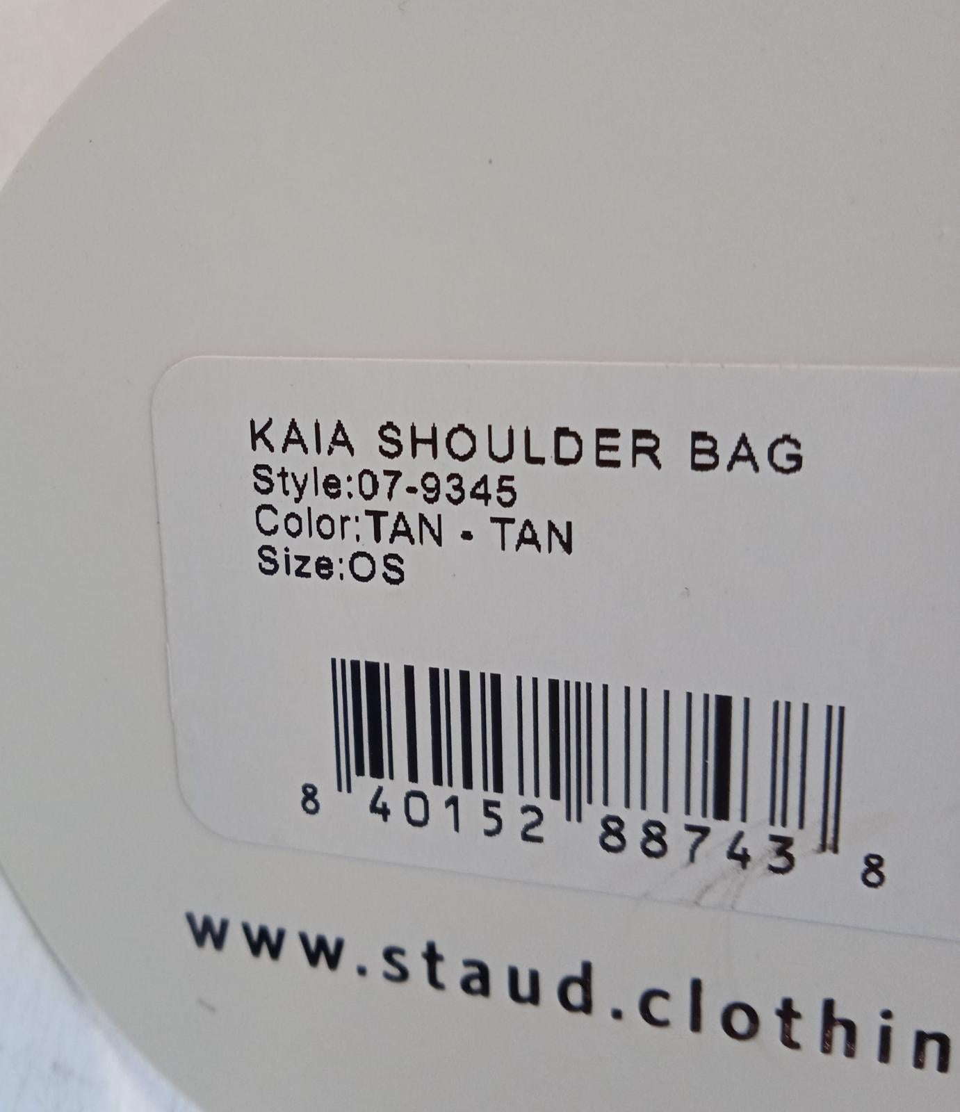 STAUD Ladies Tan Brown Leather Kaia Zip Fastening Shoulder Bag One Size NEW