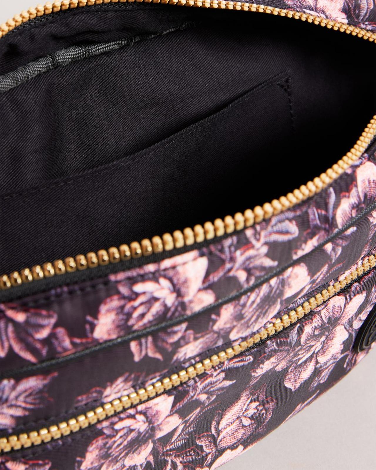 TED BAKER Ozana Ladies 3D Glitch Floral Printed Bumbag Black / Purple BNWT