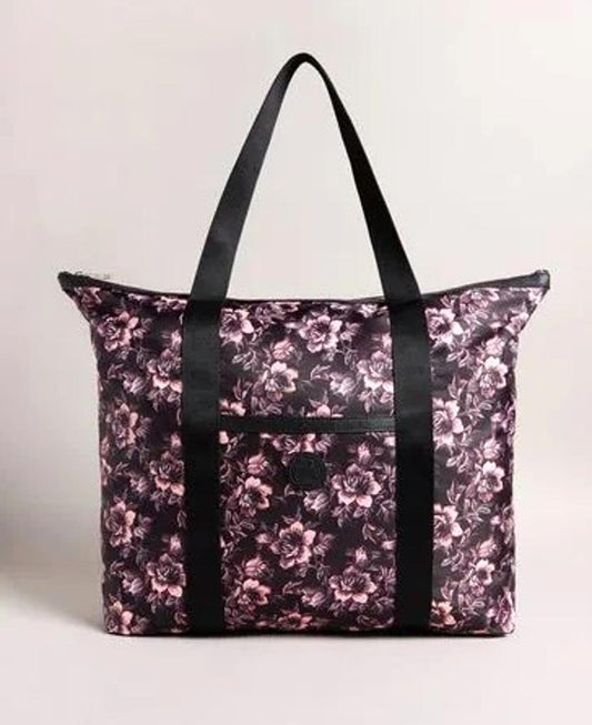 TED BAKER Ozalia Ladies 3D Glitch Floral Printed Tote Bag Black / Purple BNWT