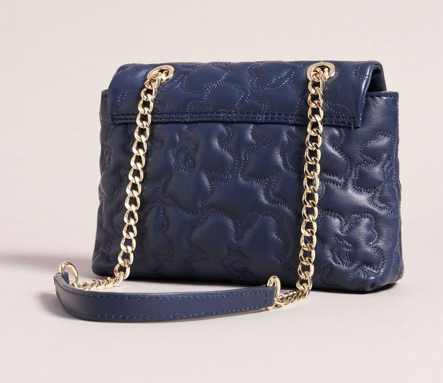 TED BAKER Ayshana Blue Leather Magnolia Quilted Mini Cross Body Bag BNWT