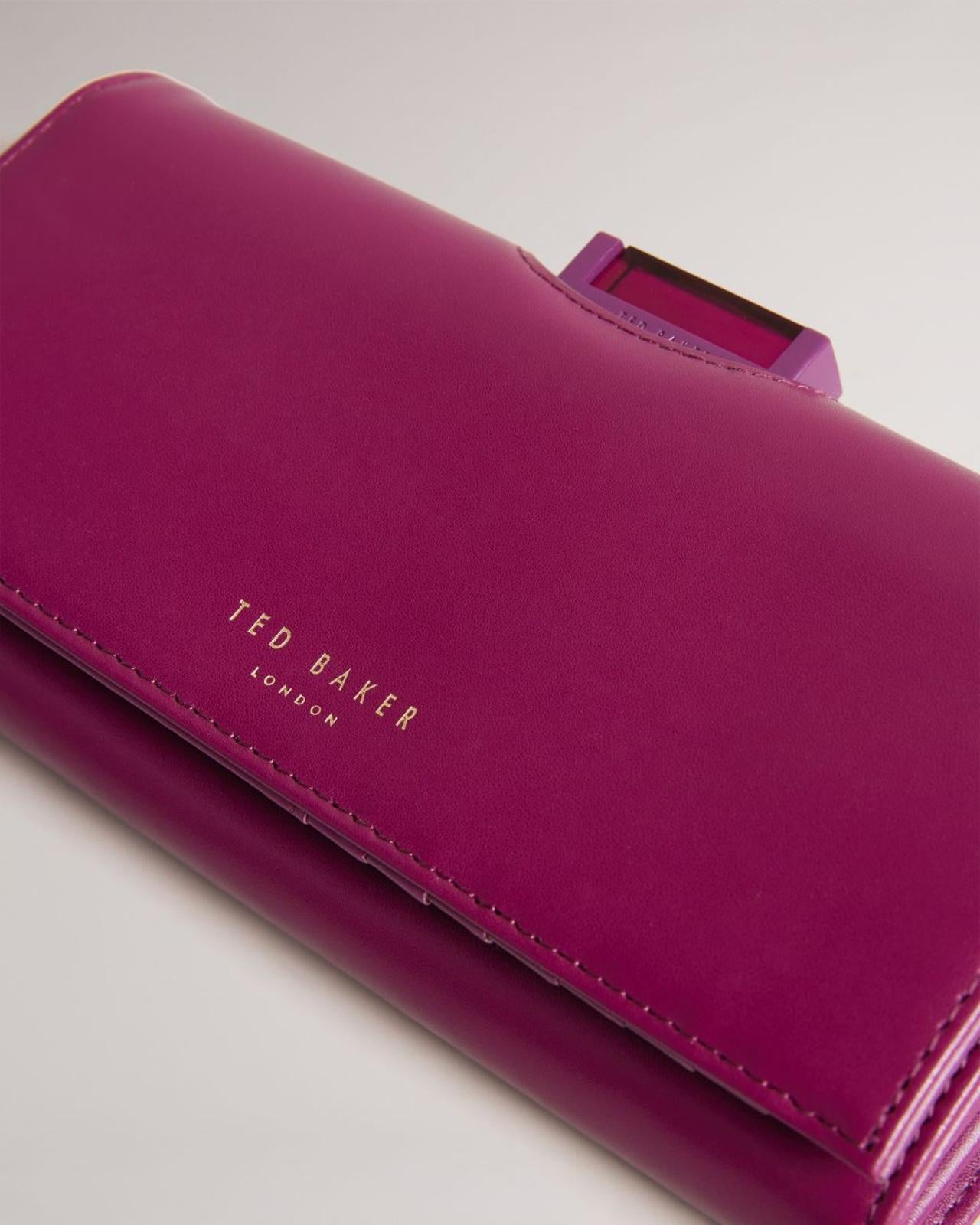TED BAKER Roziita Ladies Magenta Leather Crystal Large Bobble Purse Wallet BNWT