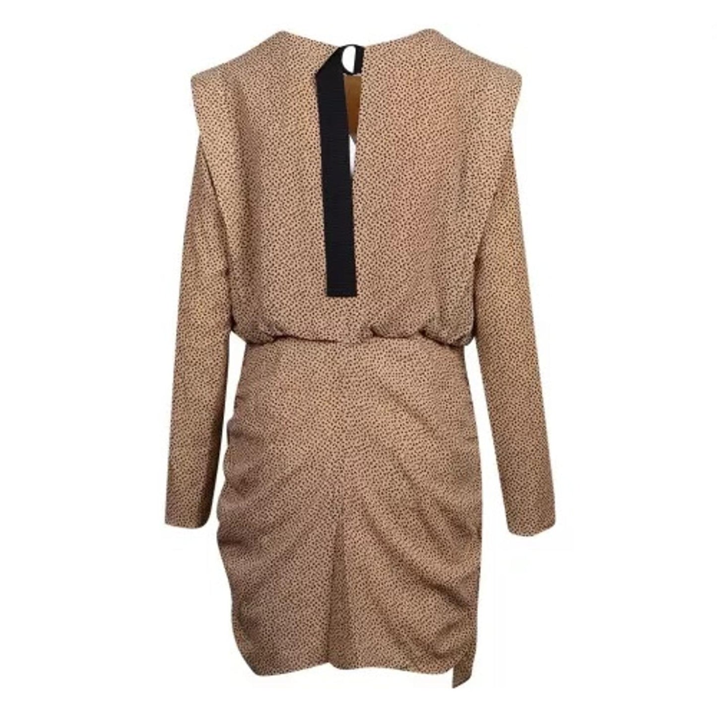TED BAKER Quinci Brown Black Spotted Shoulder Detail Mini Dress (0) UK6 BNWT