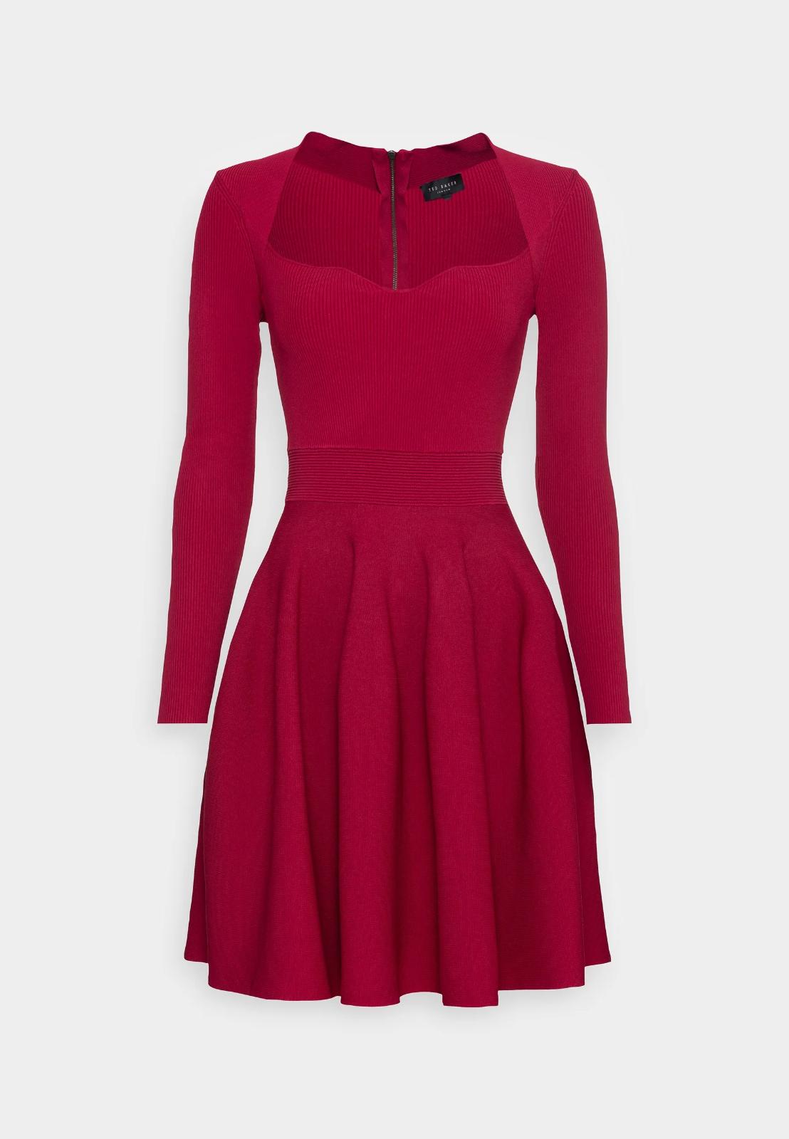 TED BAKER Viennia Deep Pink Long Sleeve Knit Sweetheart Skater Dress 4 Fashion Outlet by Stuff U Sell TED BAKER Viennia Deep Pink Long Sleeve Knit Sweetheart Skater Dress 4 Fashion Outlet by Stuff U Sell